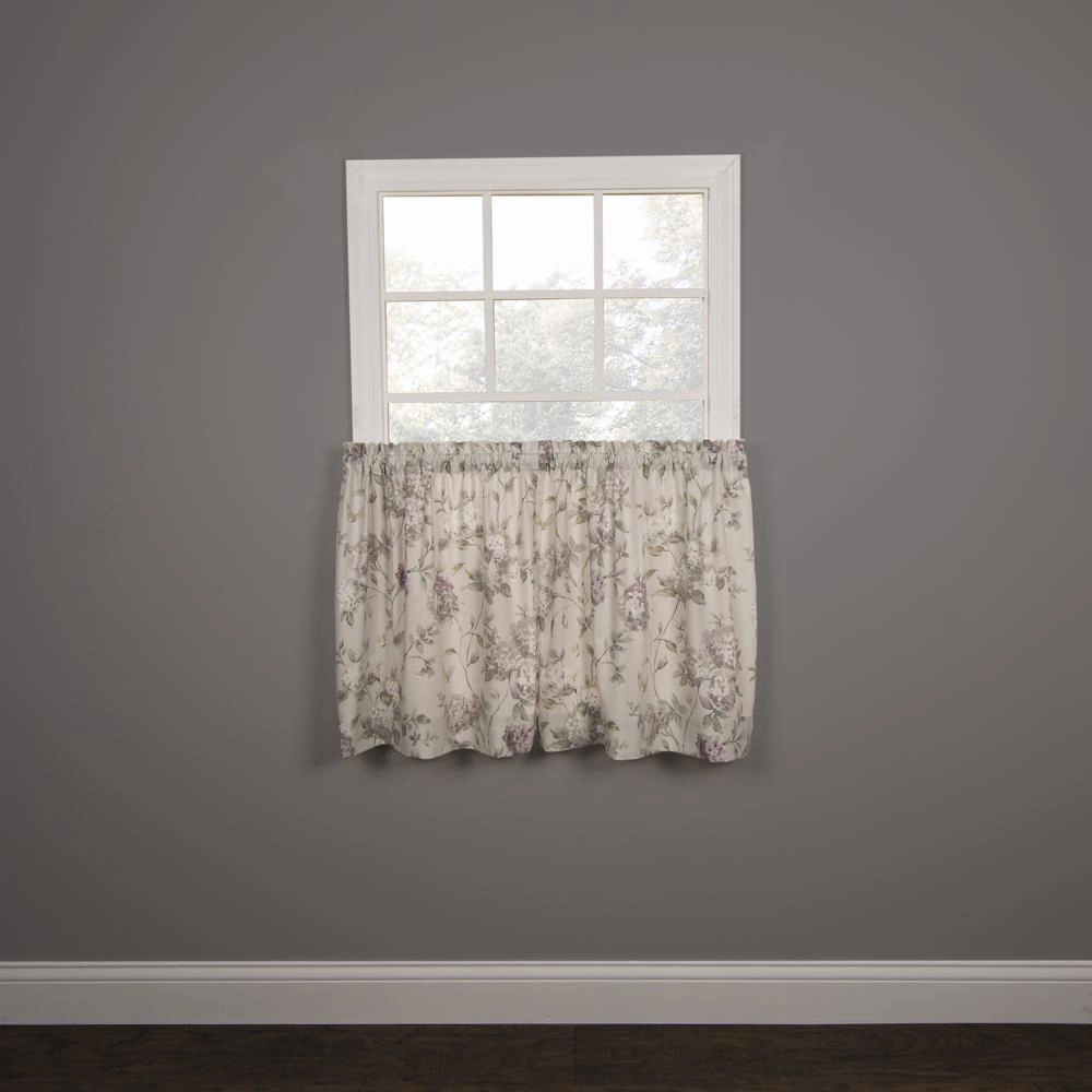 Ellis Curtain Abigail Design Printed Room Darkening 2 Piece Window Rod Pocket Pair Set With 2 Tiers56x24"56" x 24" Lilac