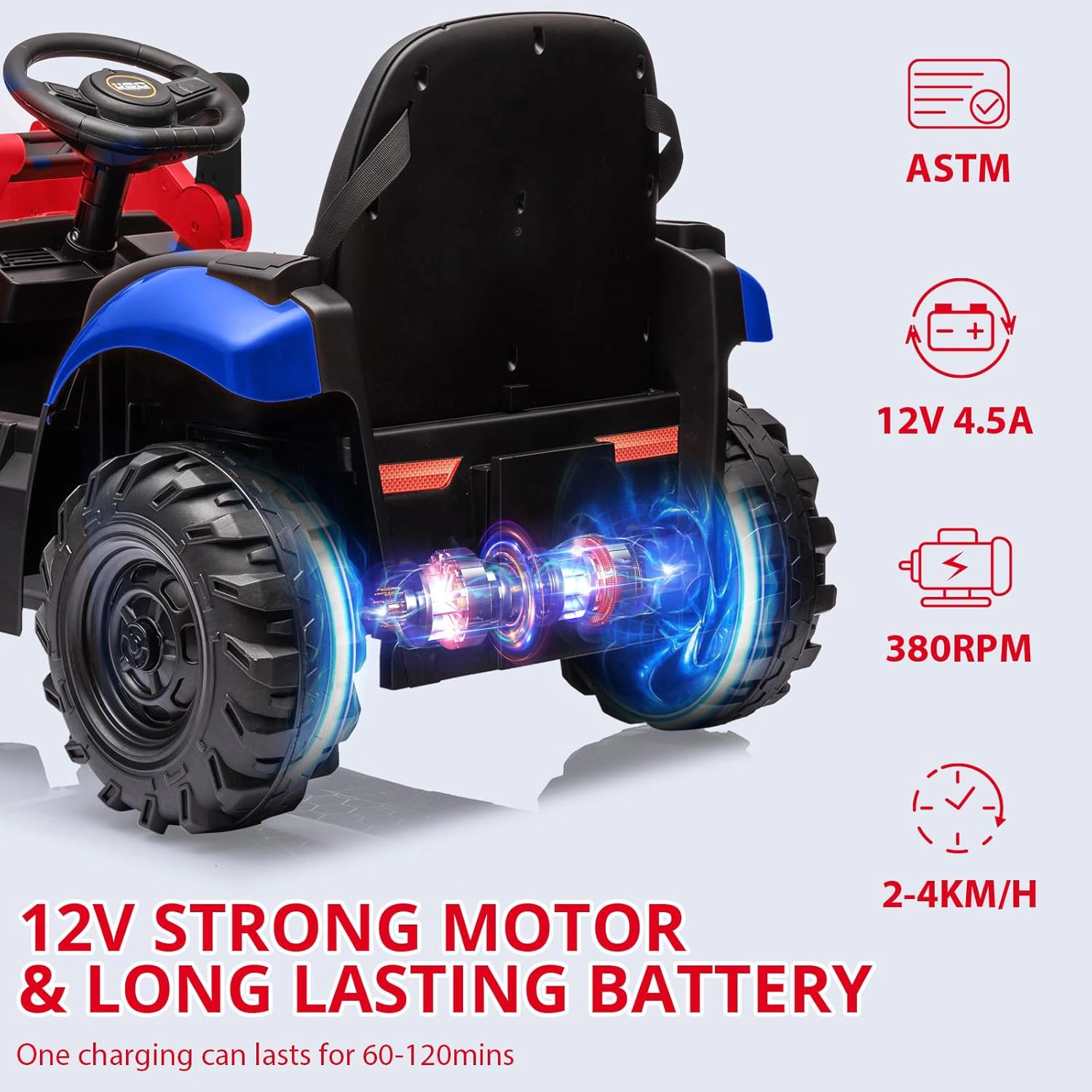 Enjyam 12V 4-in-1 Kids Ride On Excavator Bulldozer, Electric Digger w/Remote Control, Front Loader, Tent
