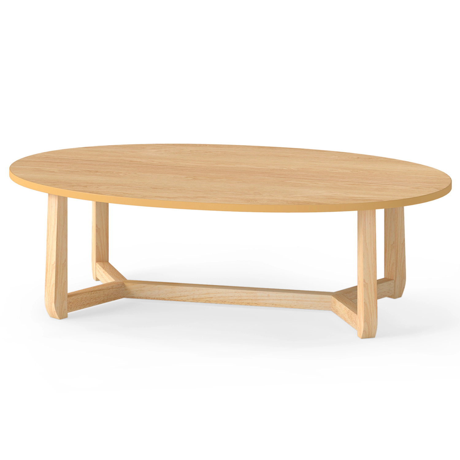 LJG Oval Coffee Table 46 Inches Wooden Accent Table with Thickened Top