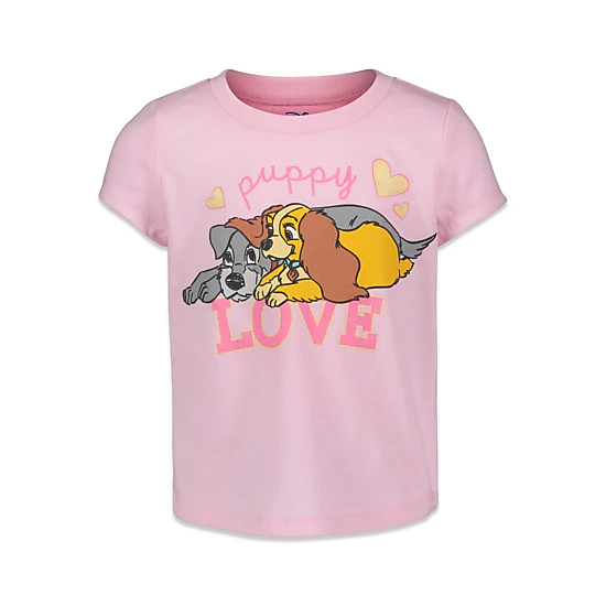 Disney Classics Girls' 3-Pack Glitter T-Shirts