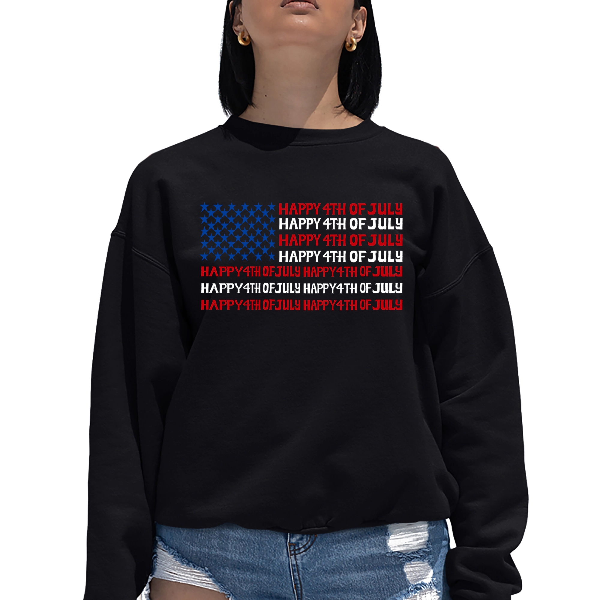 LA Pop Art Happy 4th of July - Women's Word Crewneck Sweatshirt