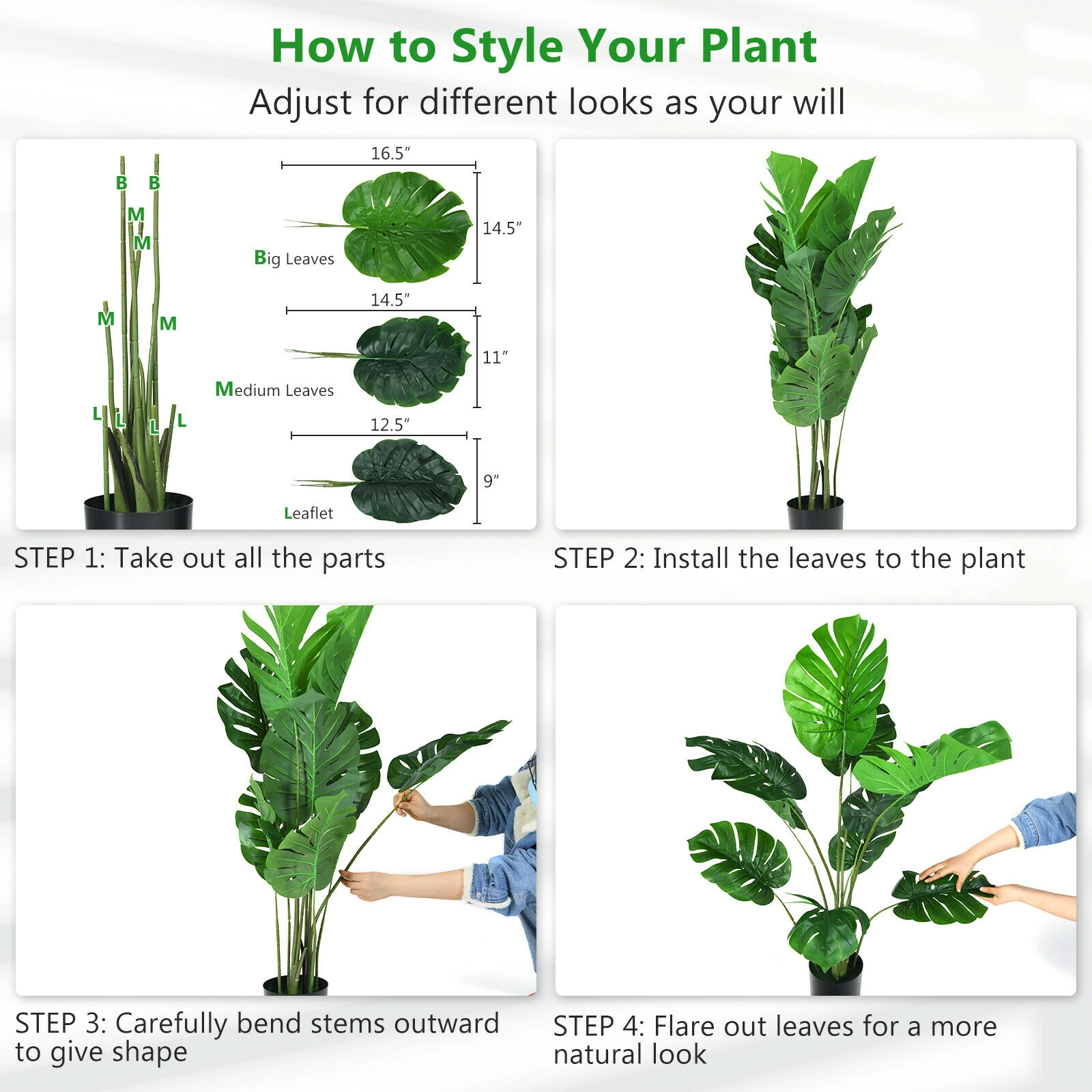 Slickblue 4-Ft Artificial Monstera Trees with Pots for Indoor Decor