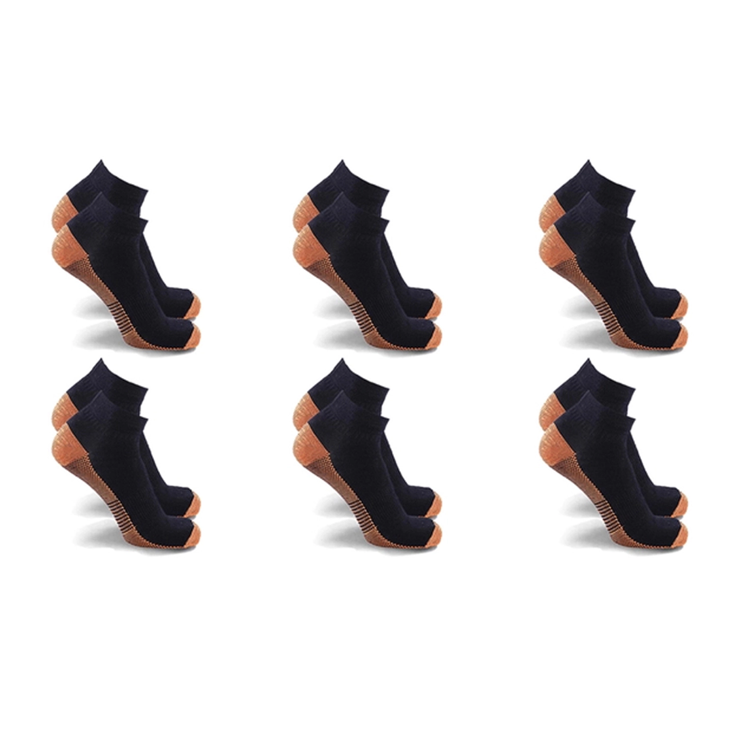 Extreme Fit Copper Compression Socks - Ankle High For Running, Athtletics, Travel 6 Pair