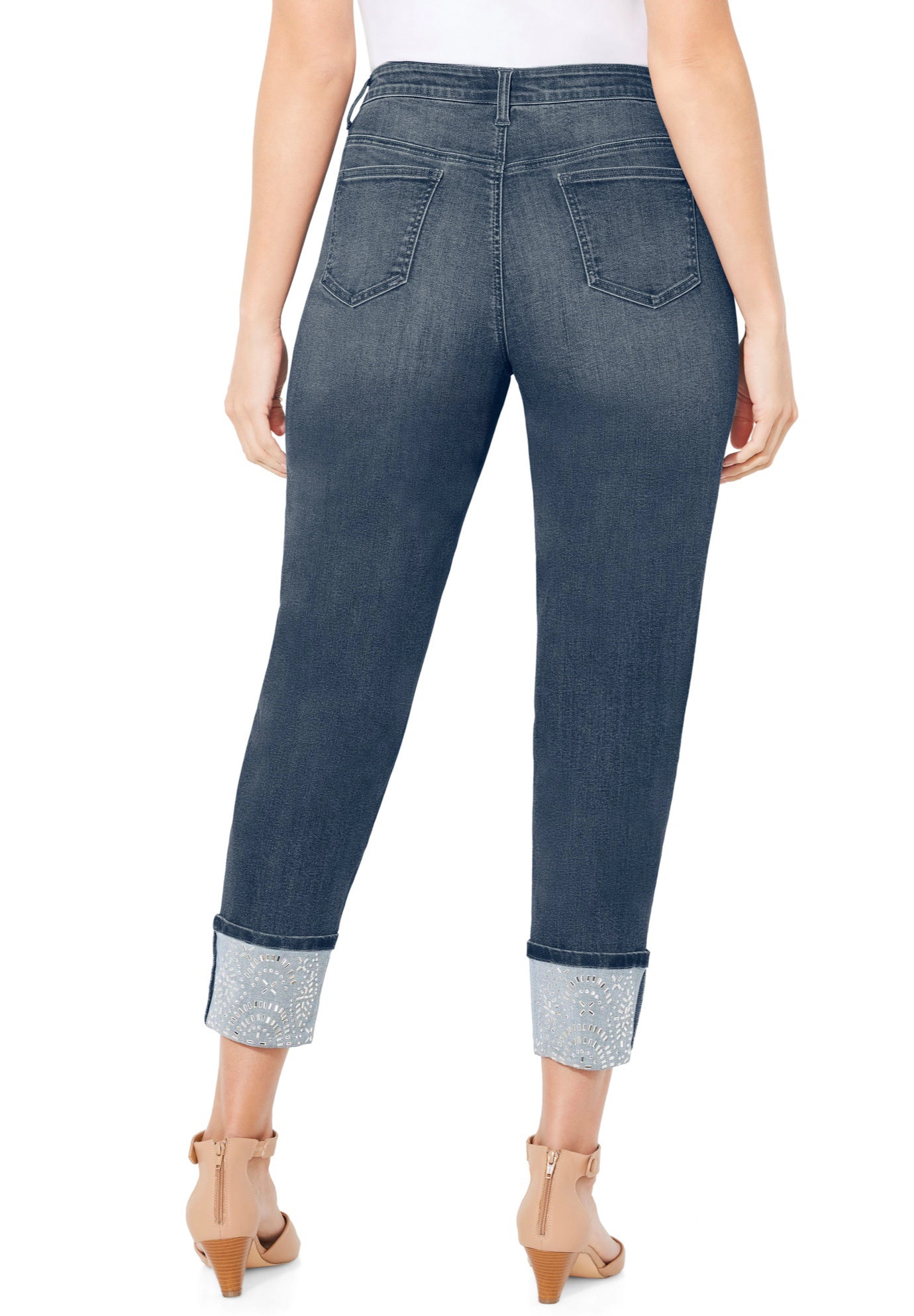 Catherines Women's Plus Shimmer Cuff Jean