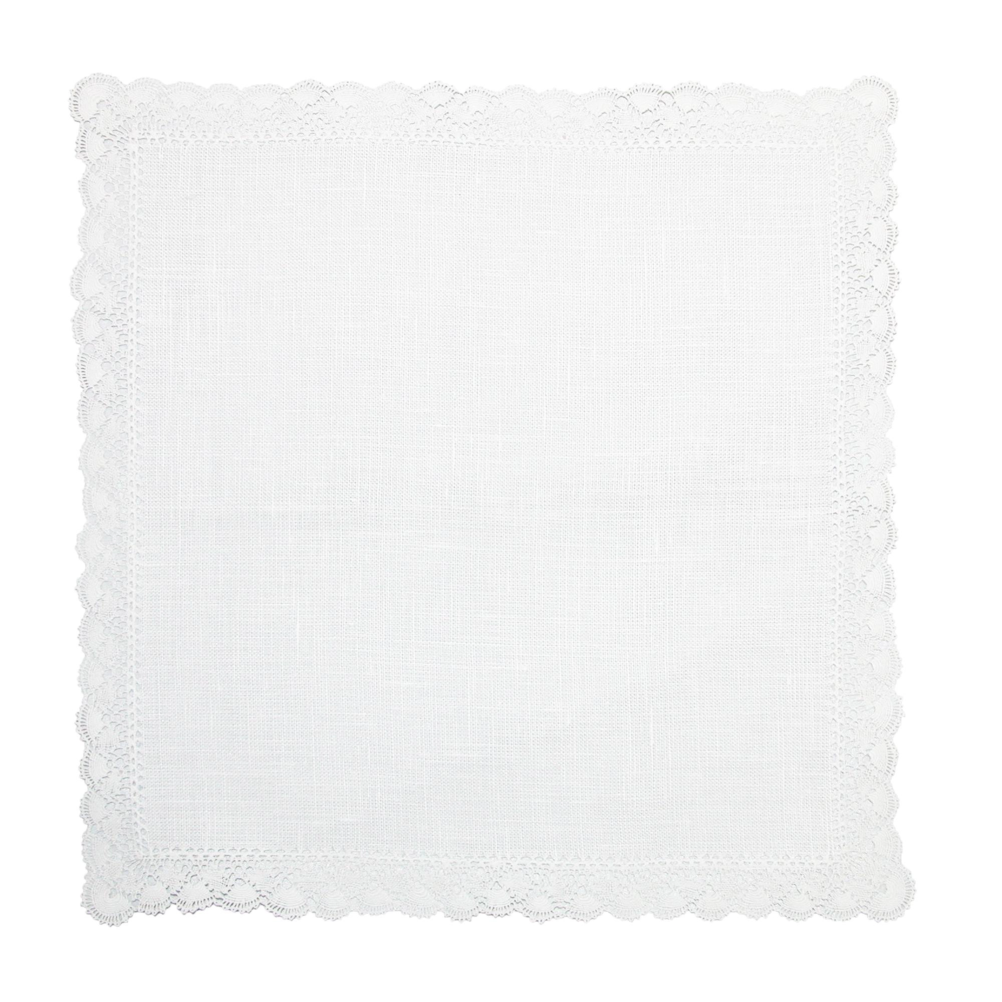 CTM Women's Nosegay Hand Made Bobbin Lace Linen Handkerchief