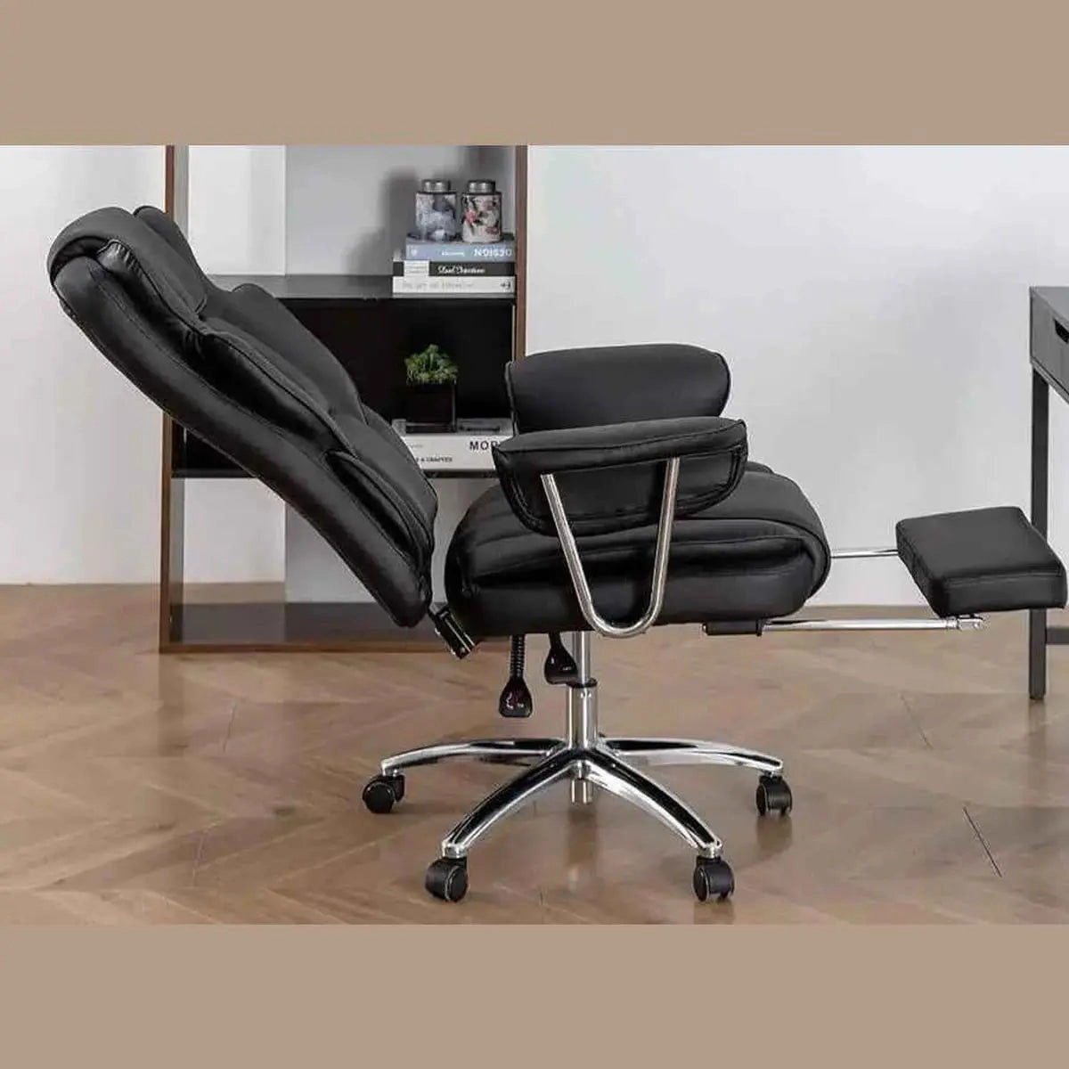 Platinum-Level Office Chairs Big & Tall Executive Office Chair with Footrest, Black Leather