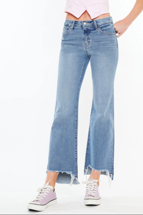 KanCan Women's Essentials High Rise Wide Flare Jeans Gwen