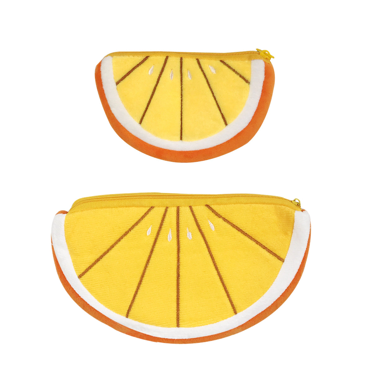 Wrapables Plush Fruit Pencil Pouch (Set of 2), Orange Coin Purse Pouches