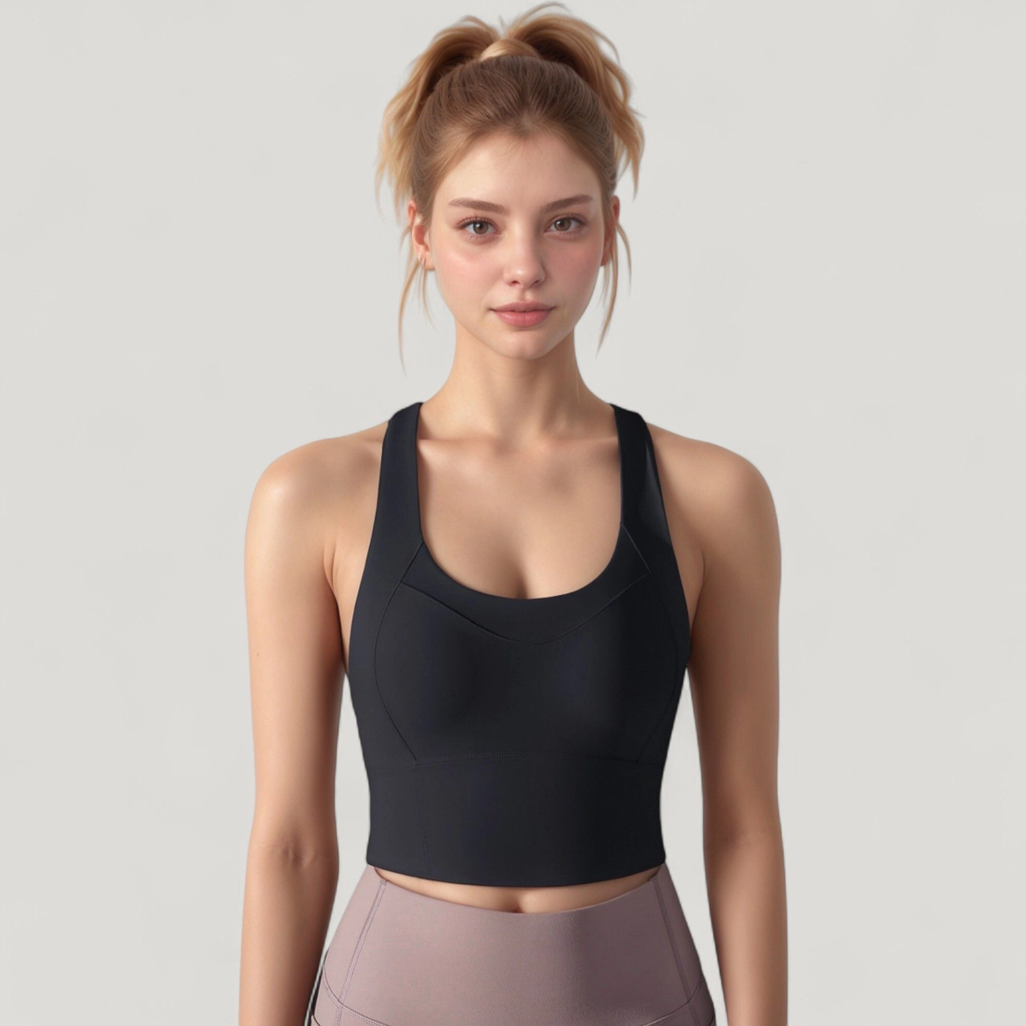 Anna-Kaci Women's Athletic Crop Tank Top with Cross Back Straps and Scoop Neckline
