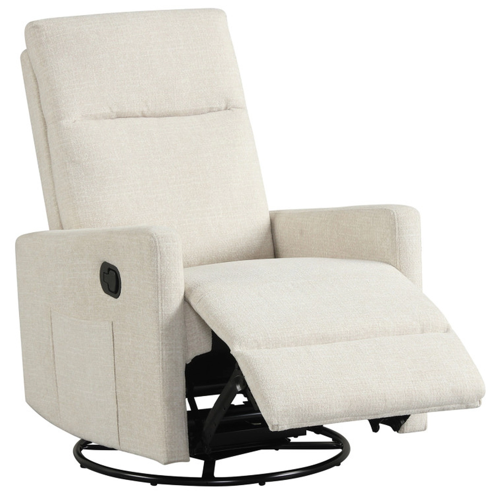 SUGIFT 360-Degree Swivel Reclining Upholstered Nursery Rocking Chair 35.5-in x 24.5-in x 38-in 330-lb Capacity Beige