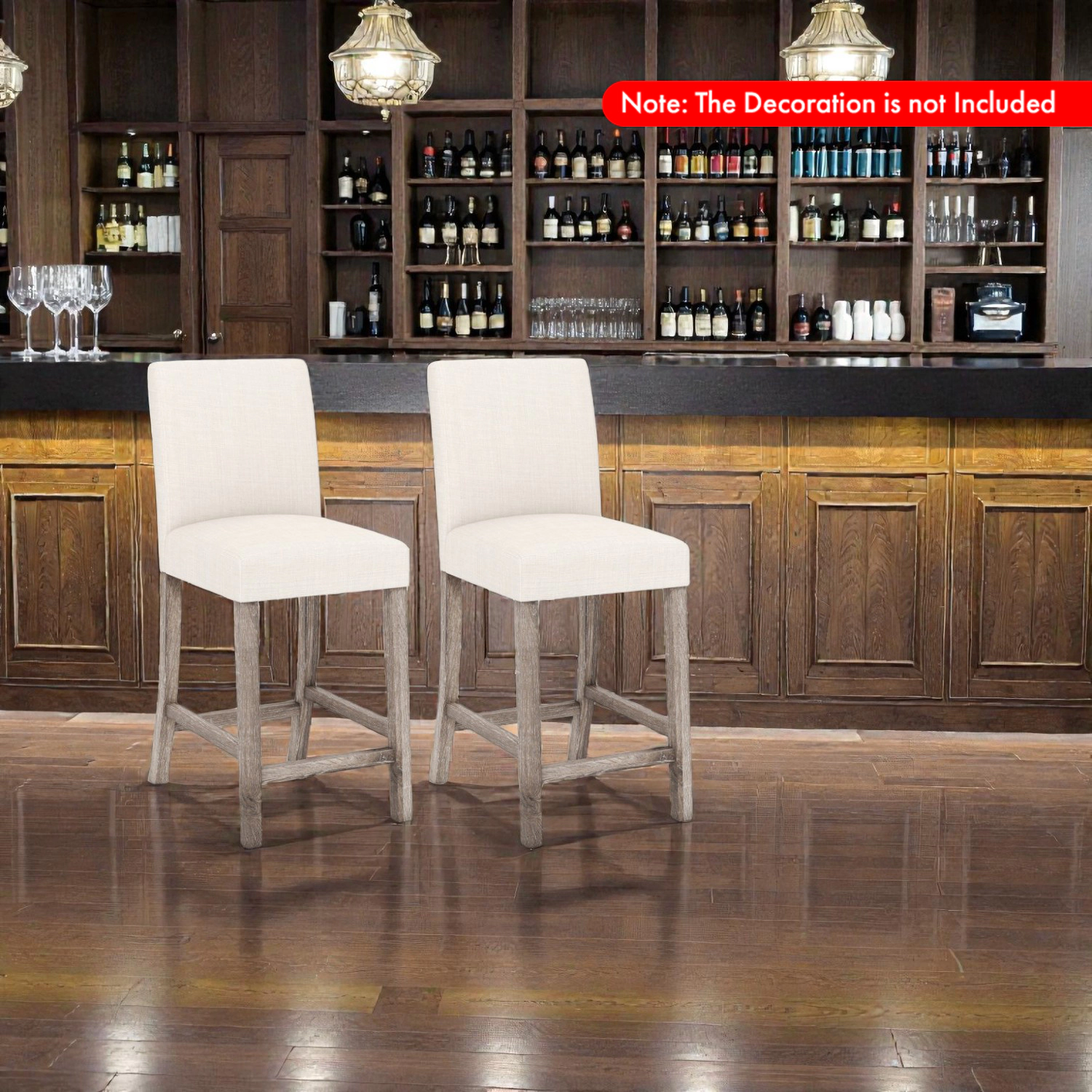 Hivvago Set of 2  Counter Stools with Back Support and Footrest for Modern Kitchen Bar Seating