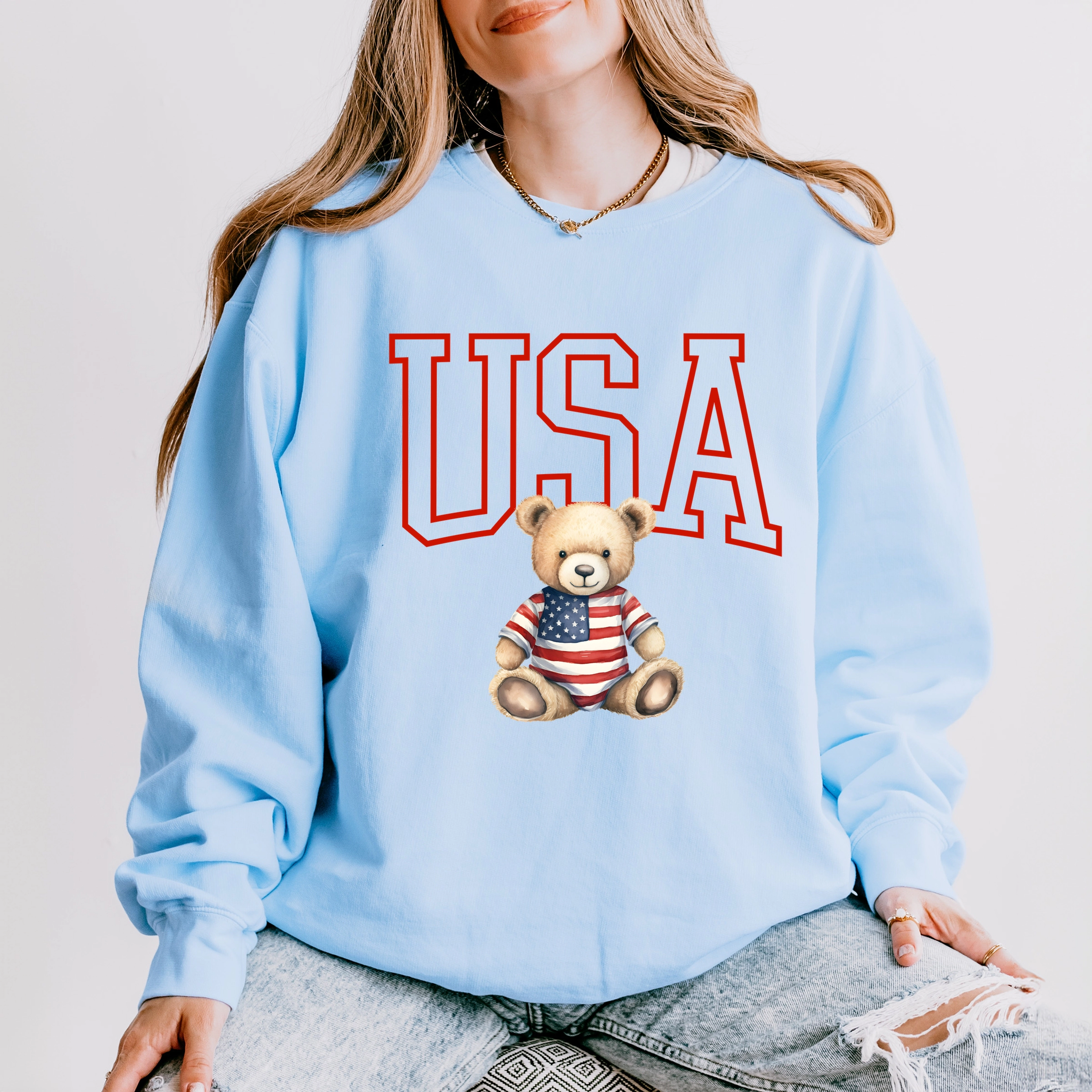 Simply Sage Market - USA Bear Women's Lightweight Garment Dyed Sweatshirt