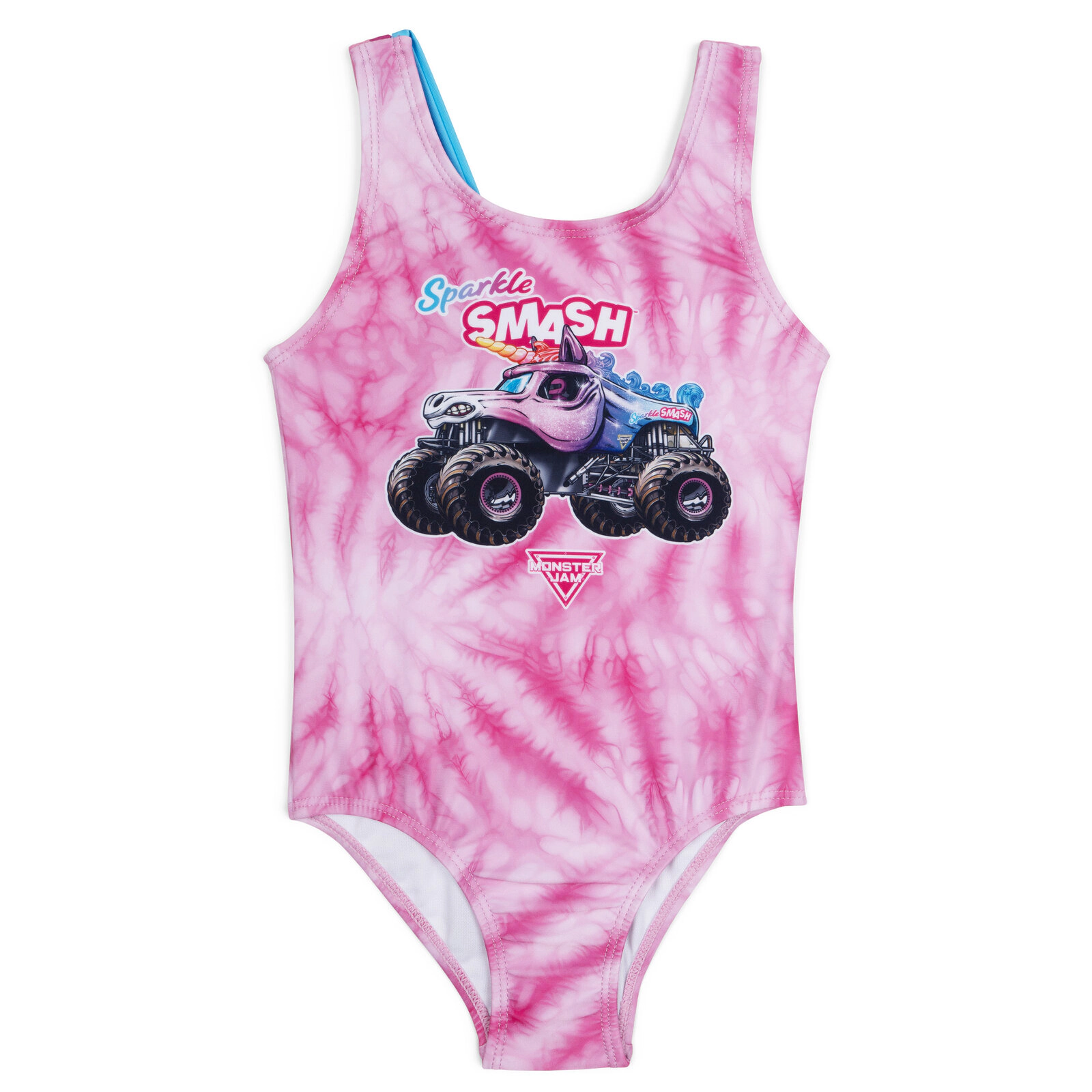 Monster Jam Sparkle Smash Girls' One Piece Bathing Suit UPF 50+