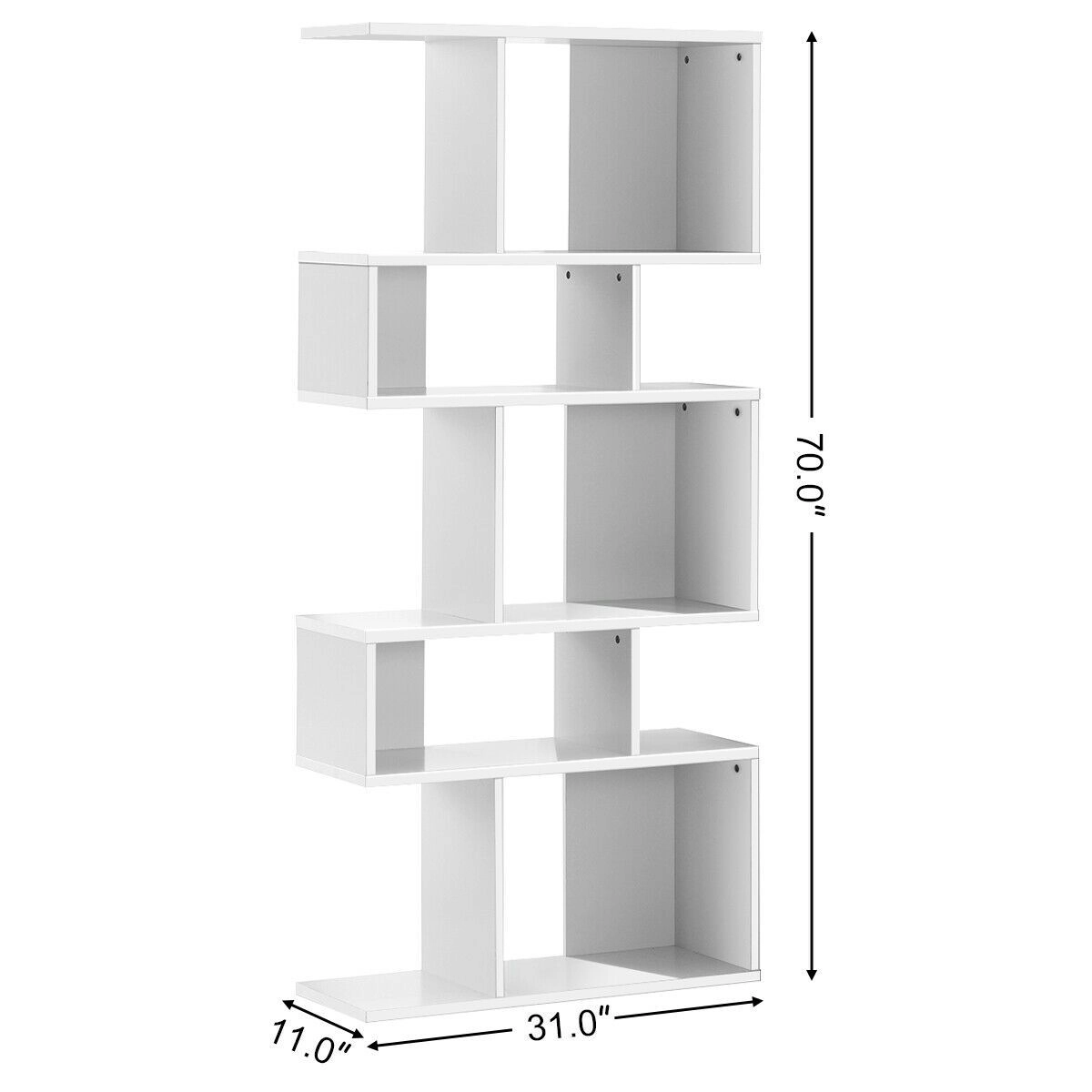 SlickBlue 5 Tier Freestanding Bookshelf With Uneven Open Cubes