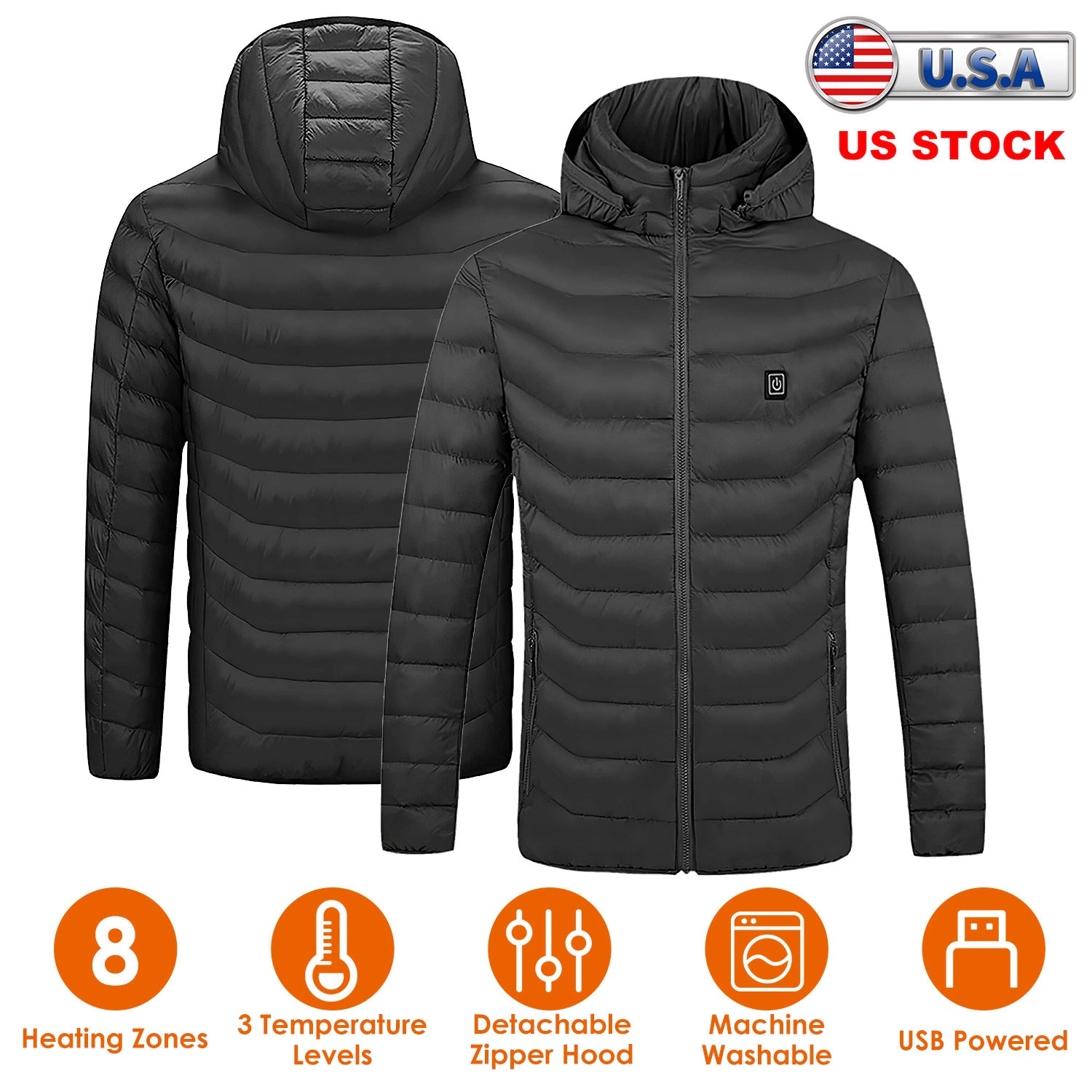 GBruno USB-Powered Heated Jacket With Detachable Hood