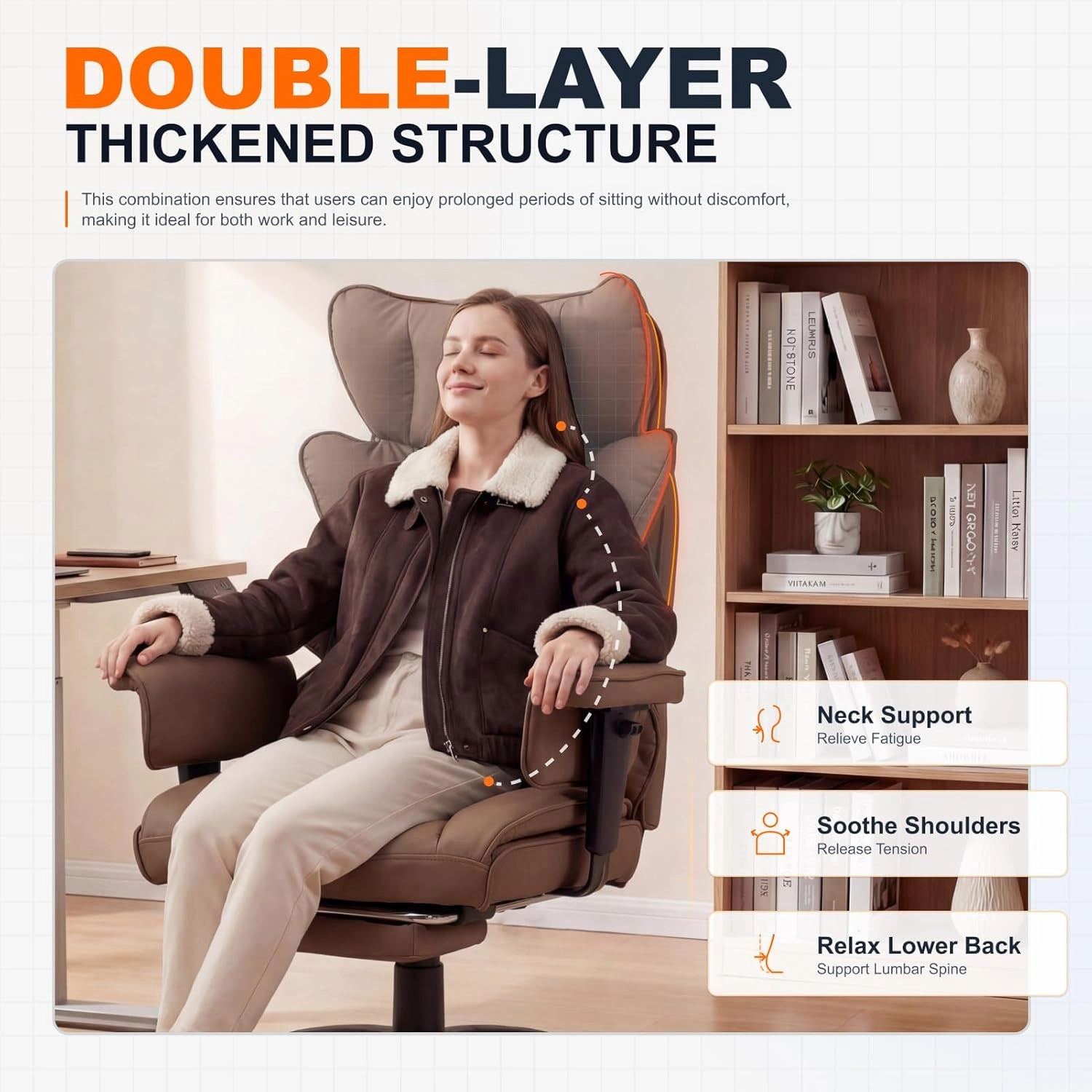 Platinum-Level Office Chairs Big and Tall Office Chair, Pocket Spring Seat, Footrest, Lumbar Pillow, White