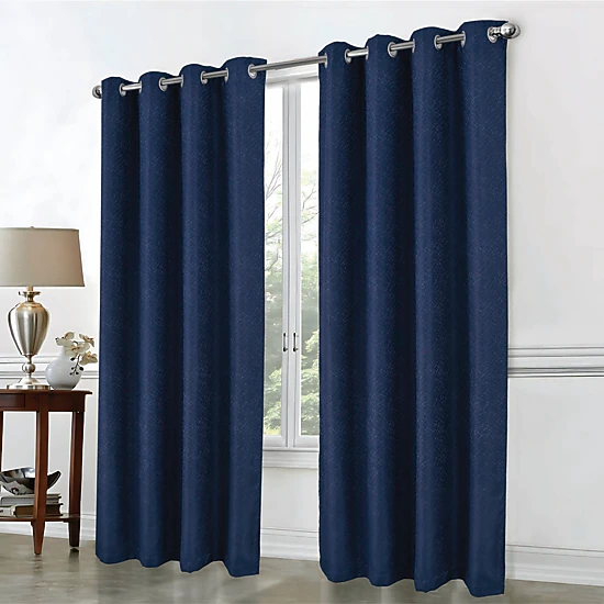 RT Designer Collection Cassi Shimmer Jacquard Grommet Curtain Panel 54" x 90" Navy Blue