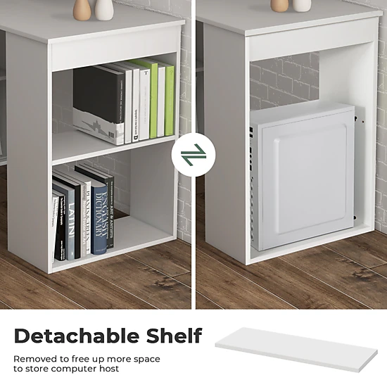 SUGIFT 6-Tier Storage Shelves and Bookcase Workstation 48 Inch Computer Desk
