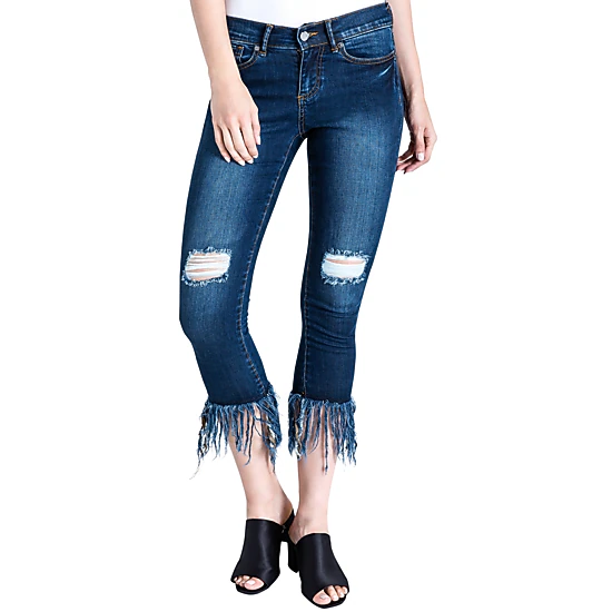 Standards & Practices Women's Cropped Ankle Jeans Undone Raw Hem