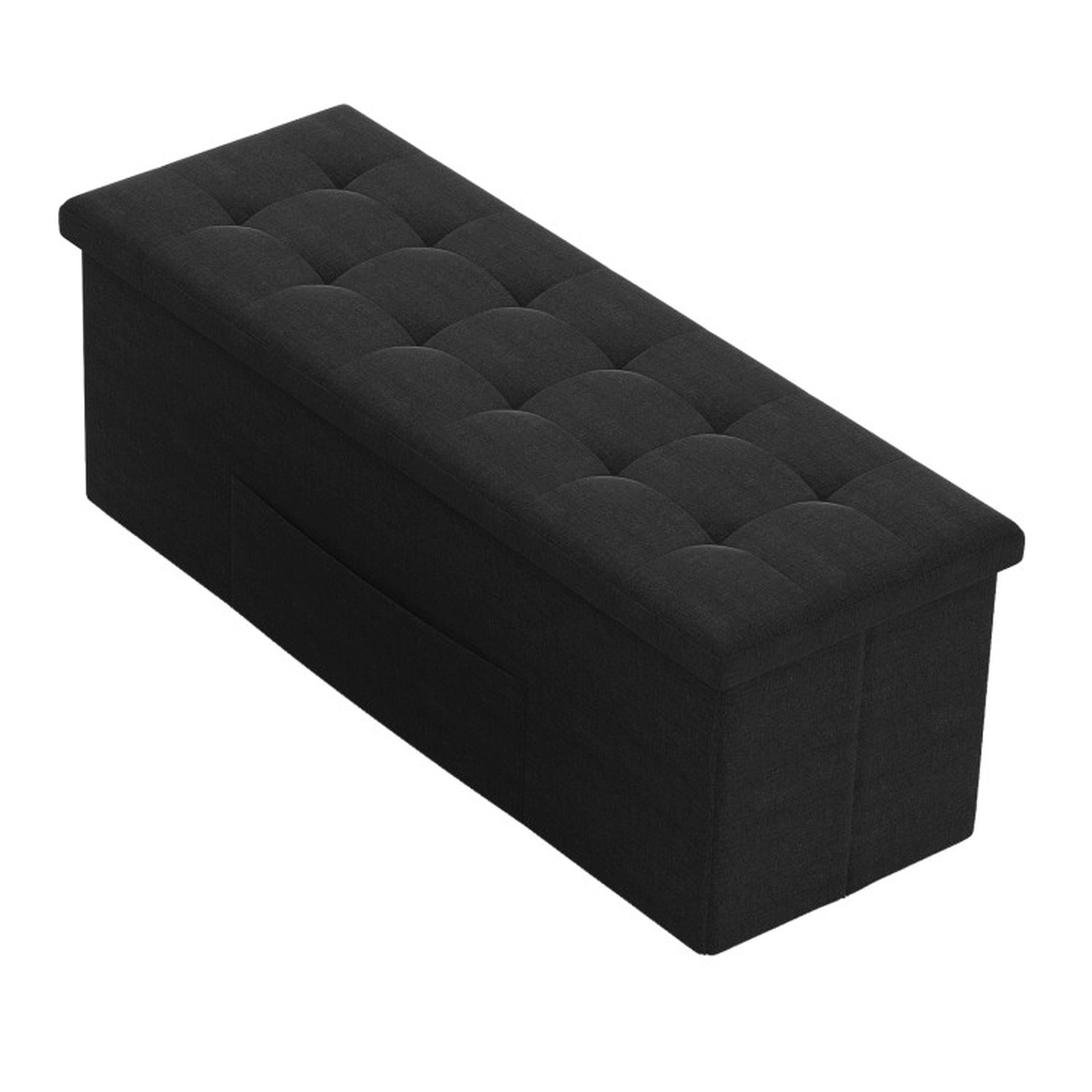 SUGIFT Folding Storage Ottoman Bench with Padded Seat 660-lb Capacity Dark Gray/Light Gray/Blue/Black/Brown