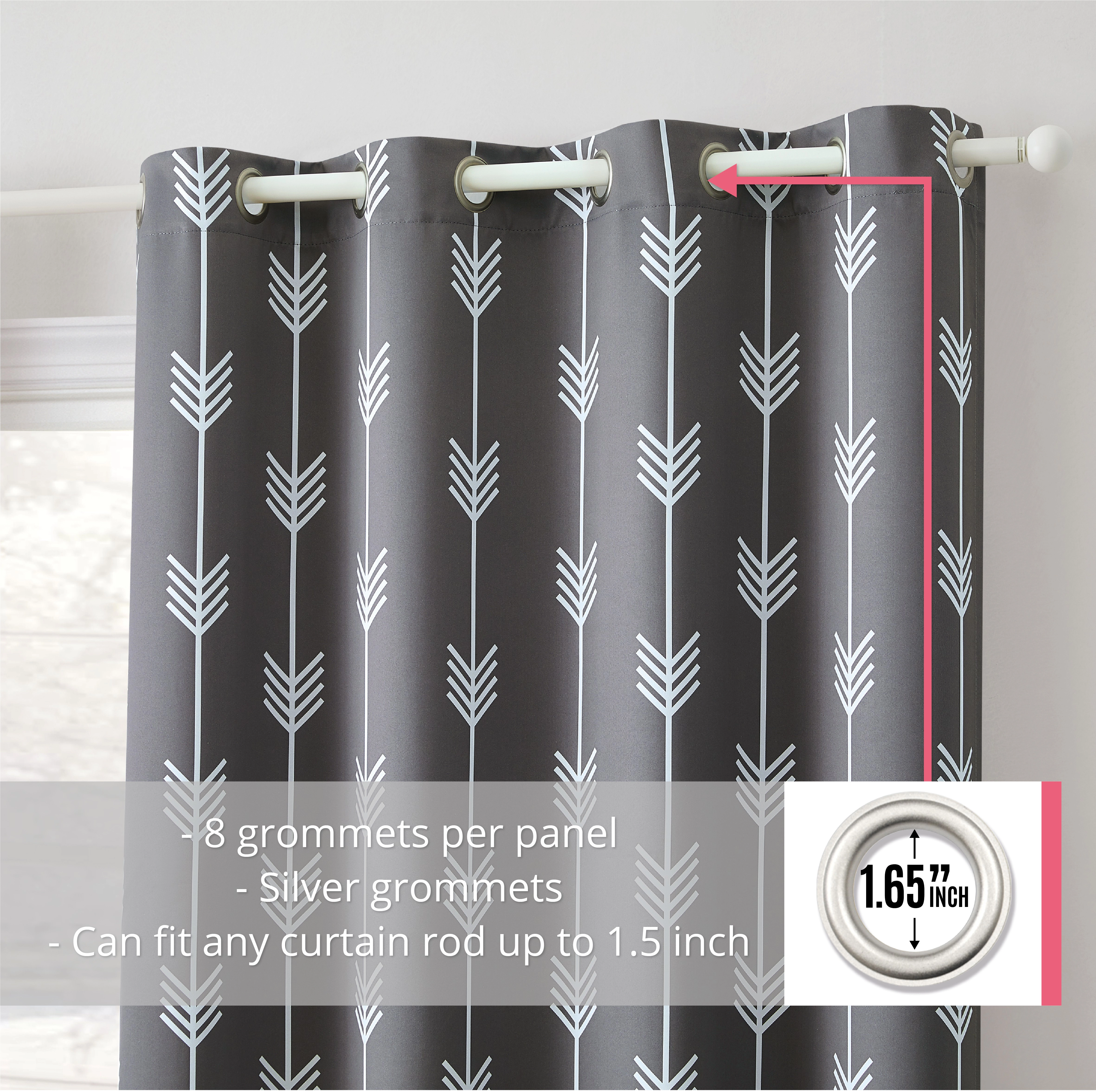 HLC.ME Arrow Printed Privacy Blackout Room Darkening Grommet Window Curtain Panels - Set of 2