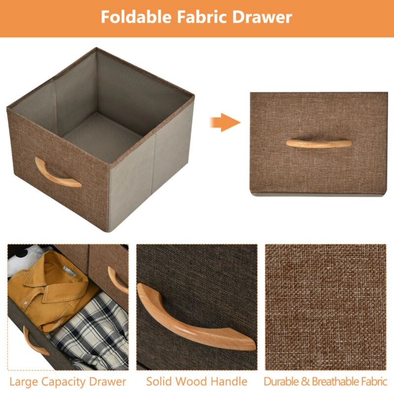Glintex 7-Drawer Fabric Dresser with Steel Frame and Wood Top, Cream