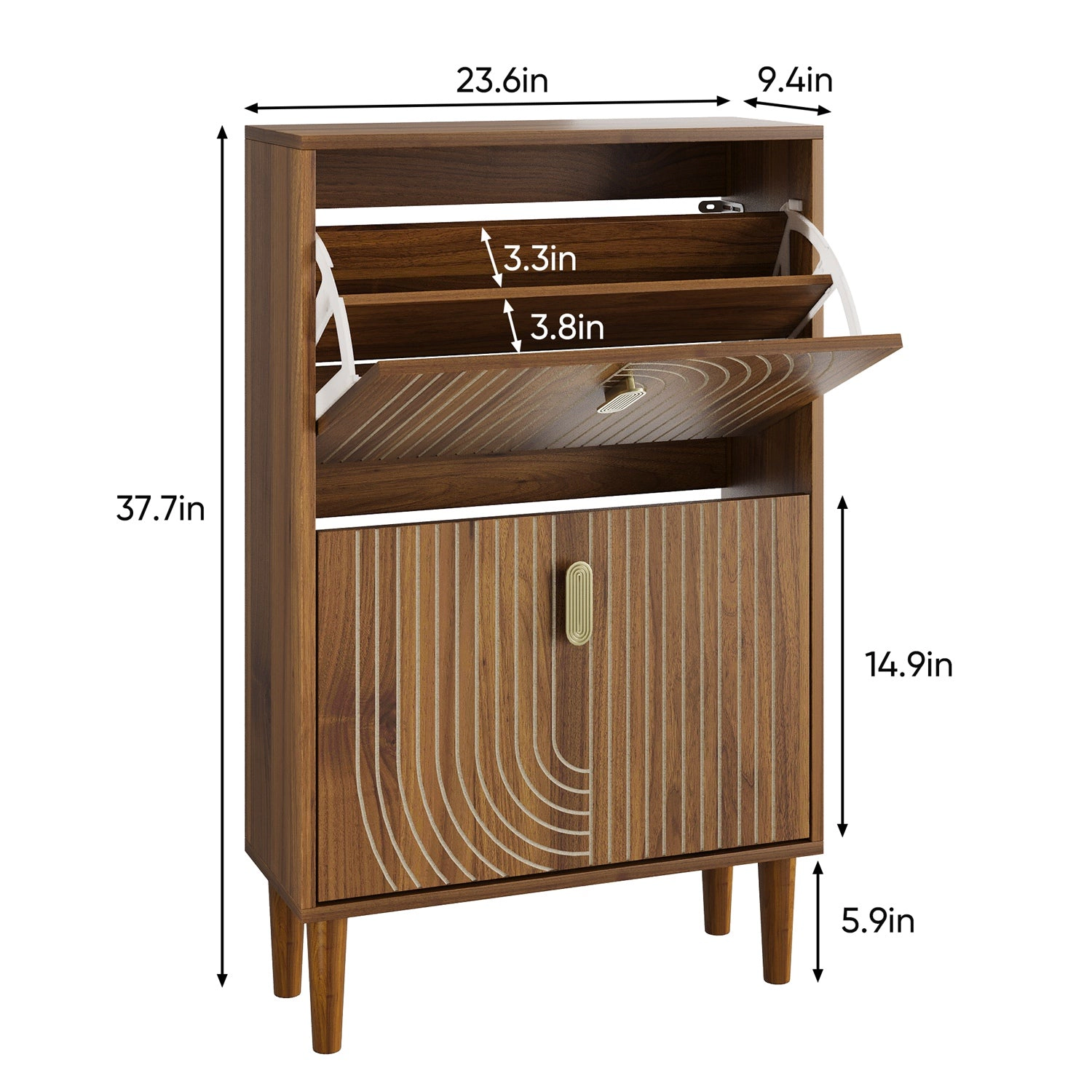 GBruno 2-Drawer Slim Shoe Storage Cabinet