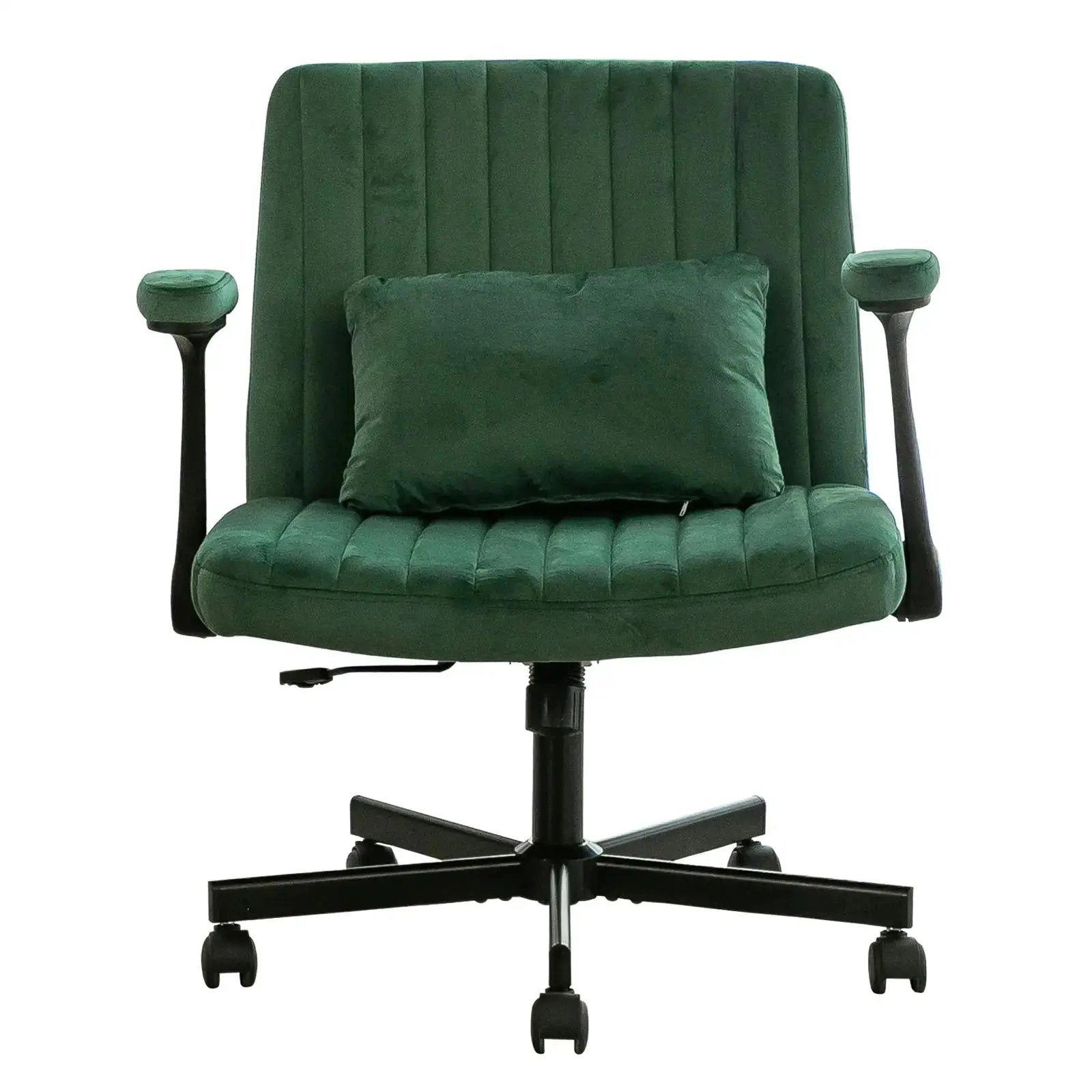 Platinum-Level Office Chairs Green Velvet Criss-Cross Office Chair with Memory Foam & Padded Armrests