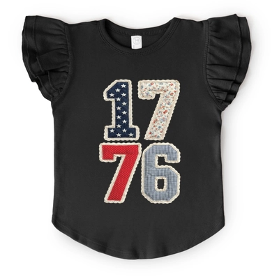 The Juniper Shop - 1776 Stacked Faux Patchwork Flutter Sleeve Graphic T-Shirt