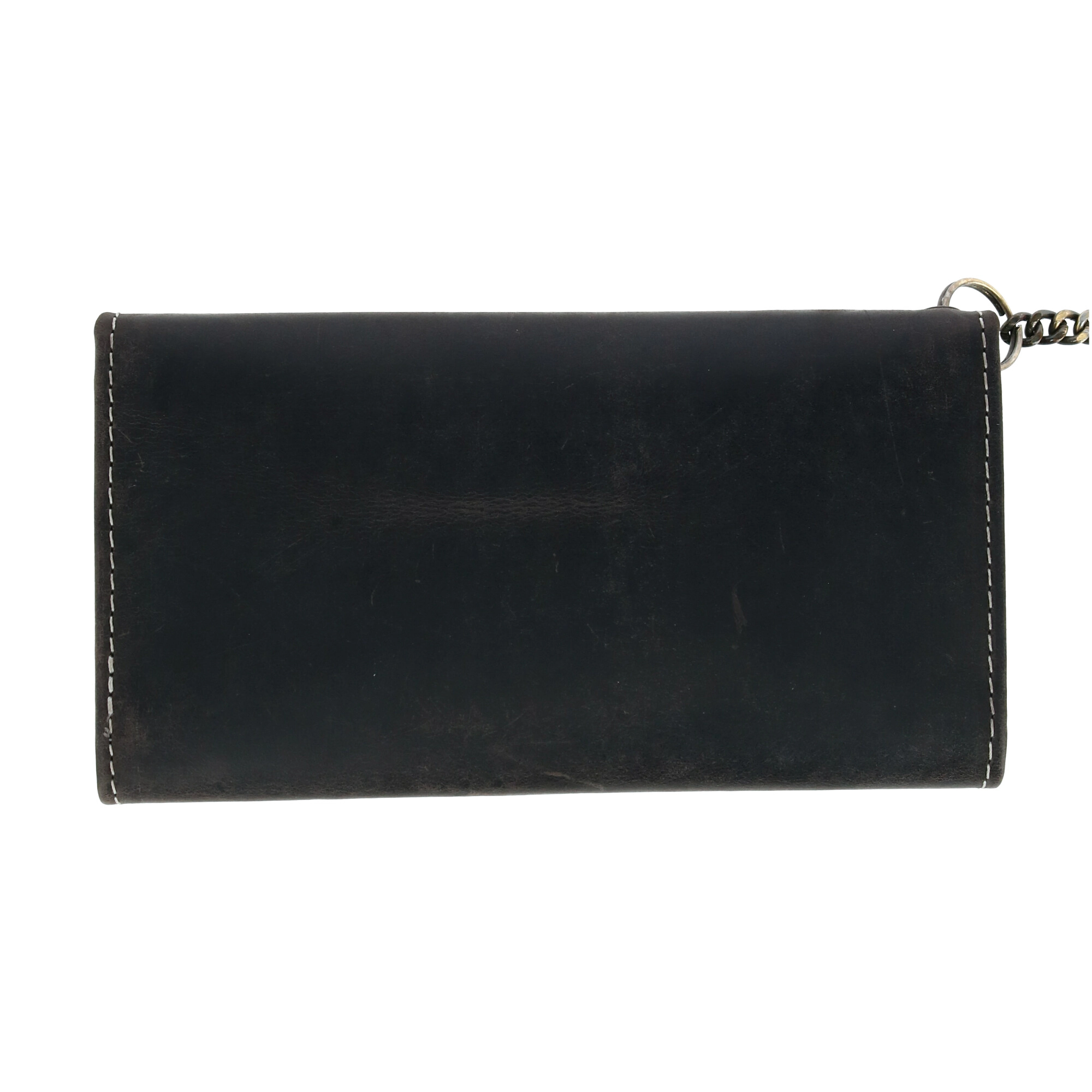 CTM Men's Hunter Leather Long Trifold Chain Wallet