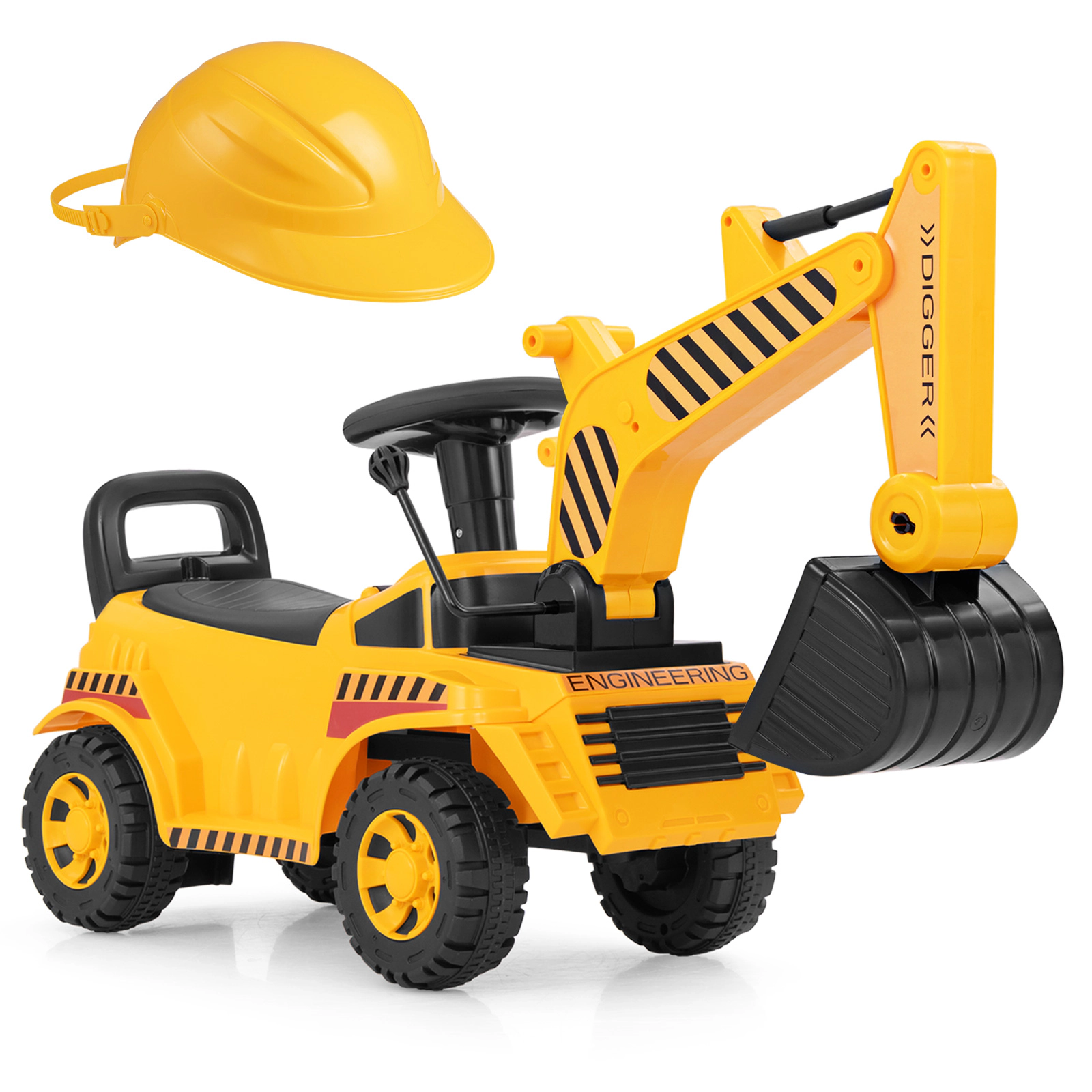 LJG Kids Ride on Excavator with Adjustable Shovel