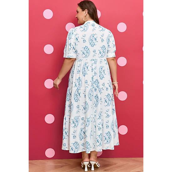 Threaded Pear Women's Milana Short Sleeve Maxi PLUS Dress