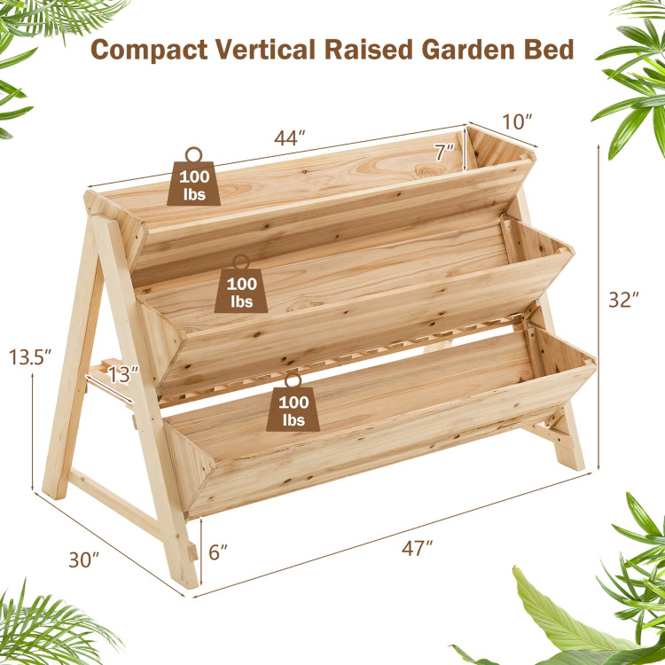 Hivvago 3 Tier Wooden Vertical Raised Garden Bed with Storage Shelf