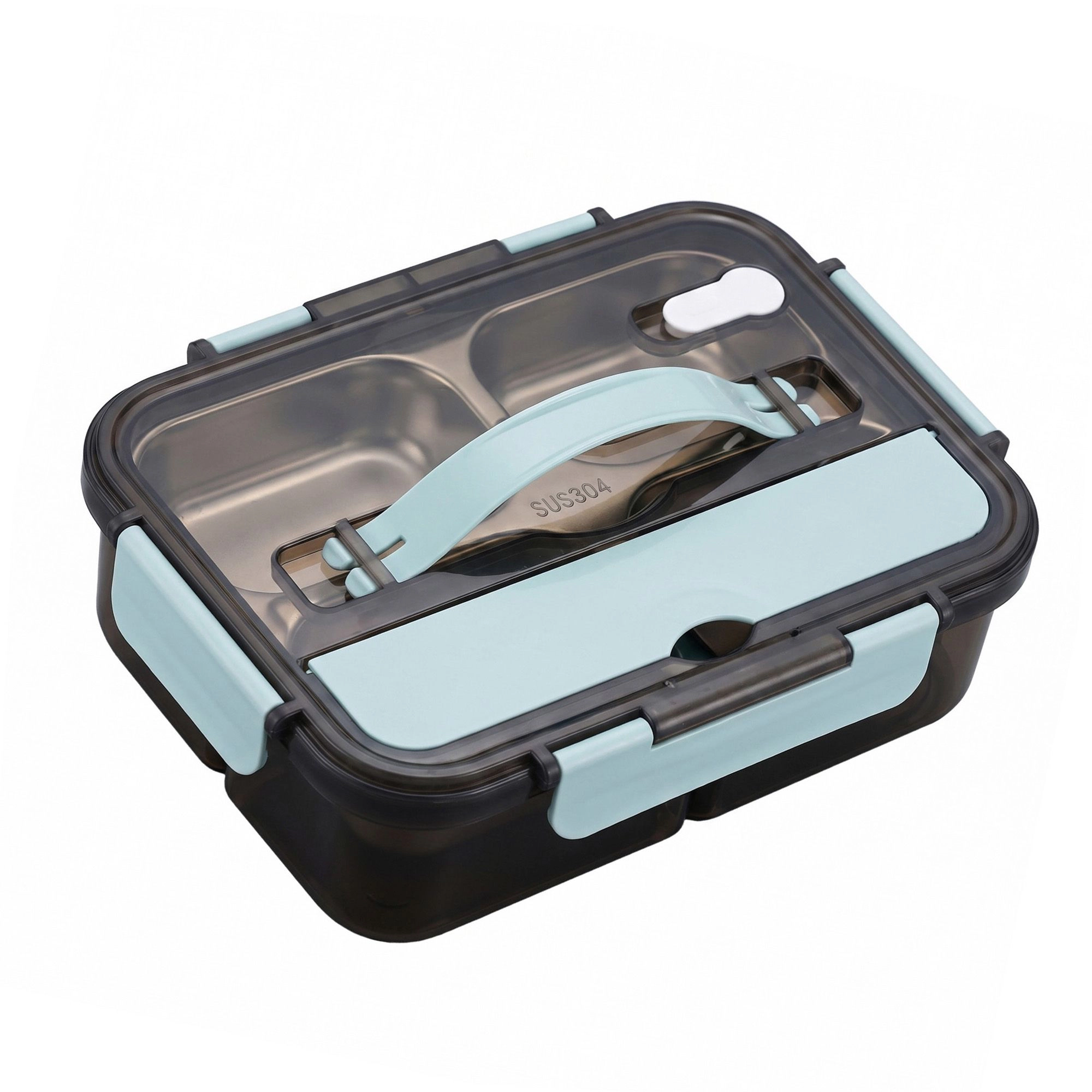 Alilang Unisex Bento Lunch Box Leakproof Food Container with Compartments Utensil Storage and Secure Lock Lid 9.4x6.9x2.