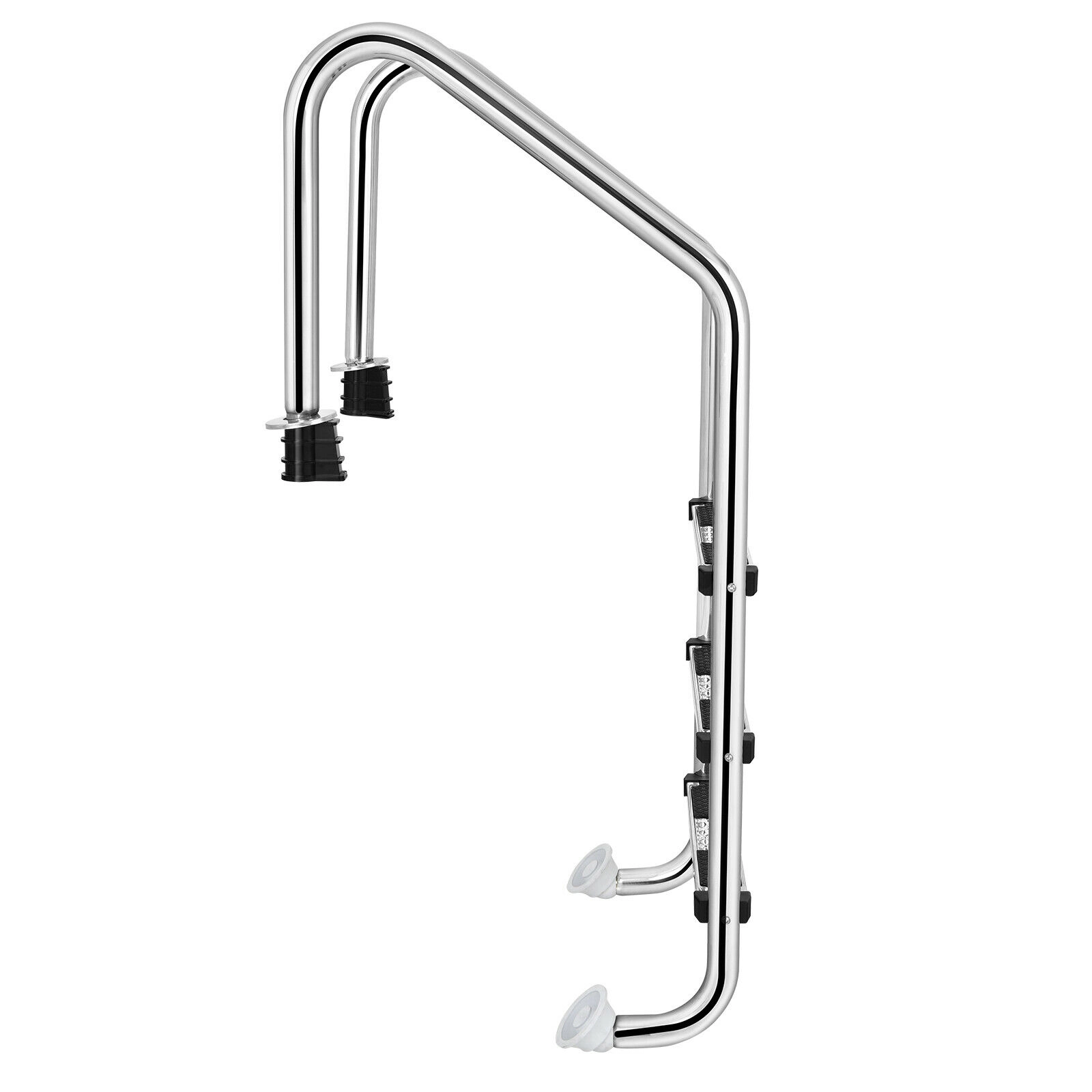 SUGIFT 3-Step Swimming Pool Ladder 265-lb Capacity Silver with Anti-Slip Steps and Curved Handrails