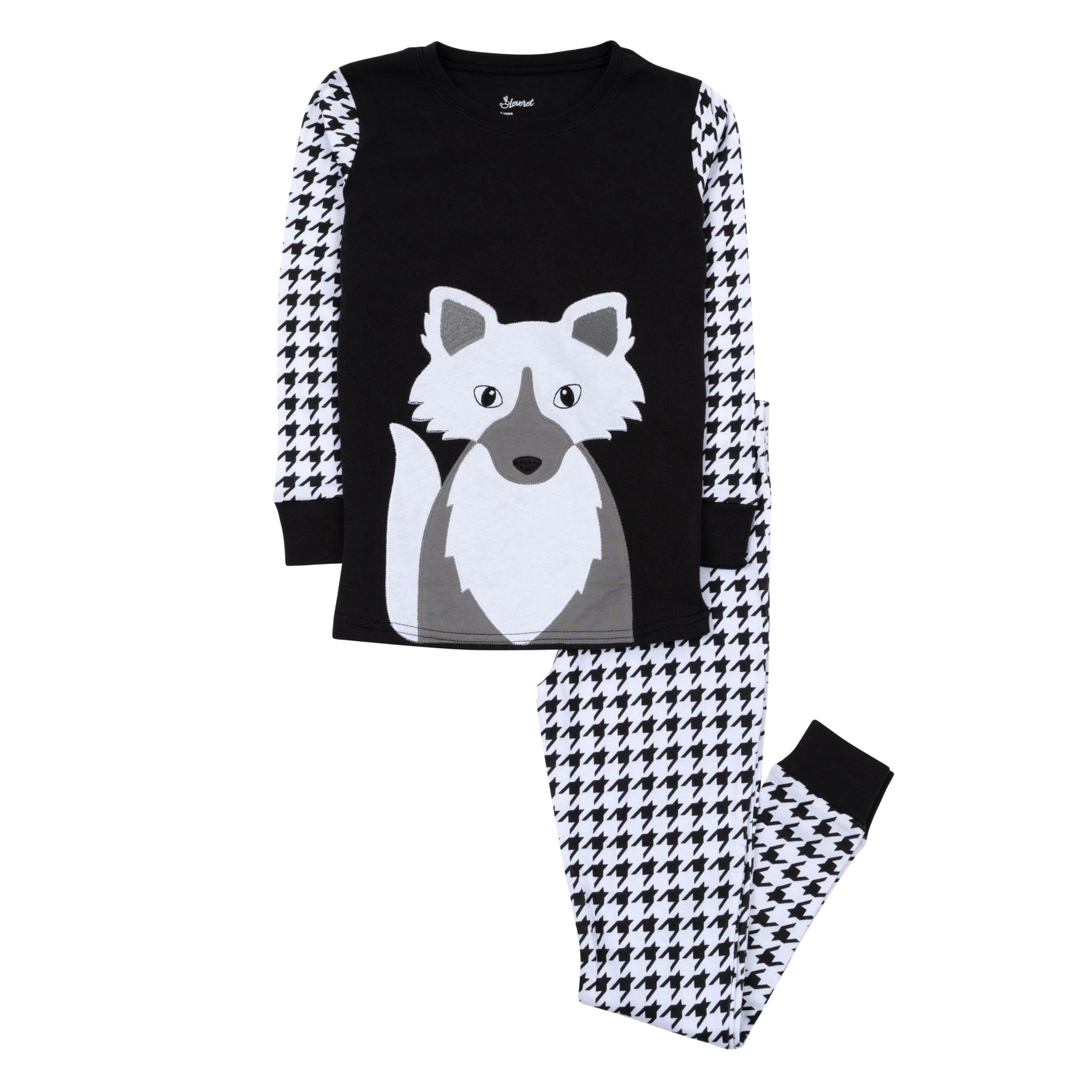 Leveret Toddler/Kids 2-Piece Woodland Animal Houndstooth Cotton Snug Fit Pajamas