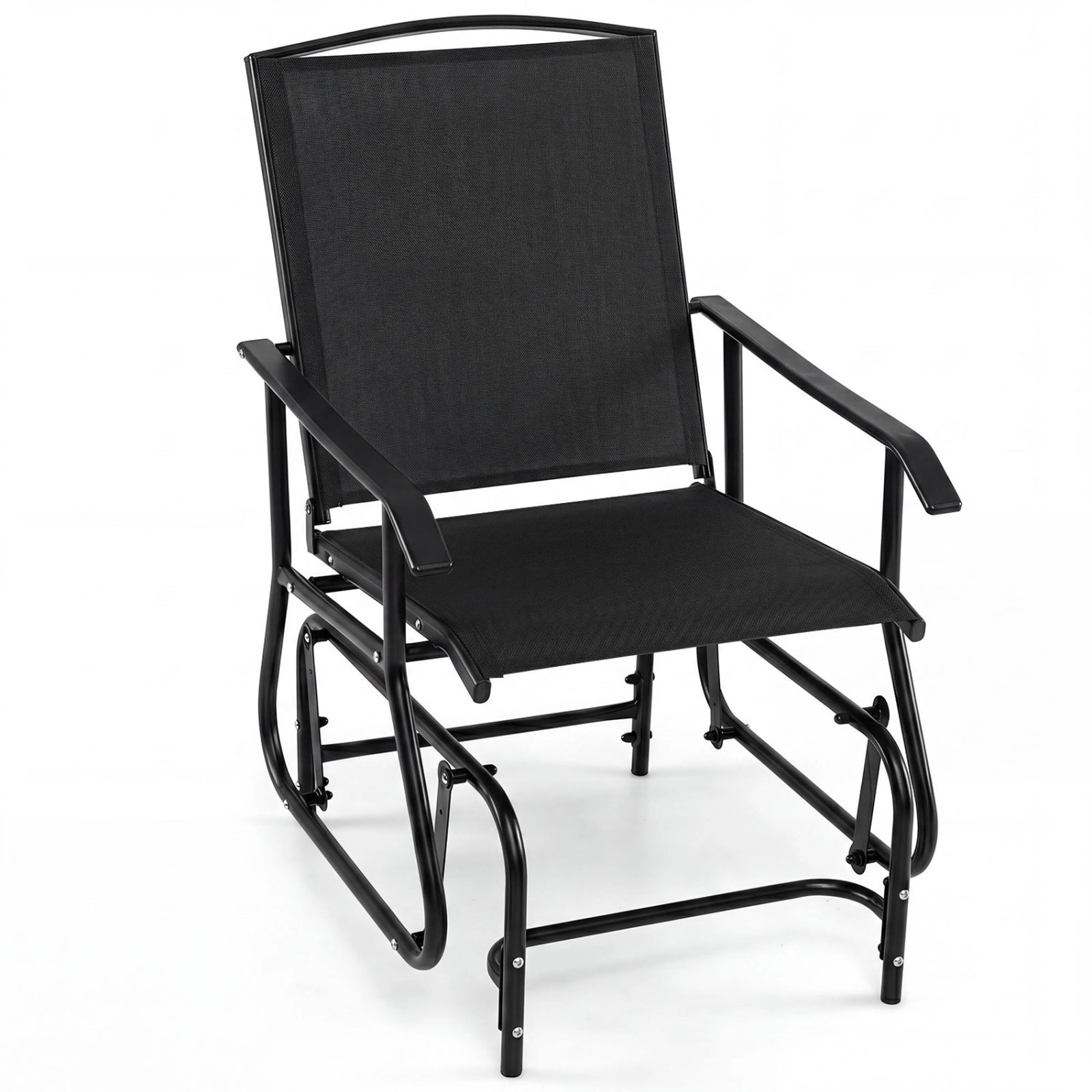 SUGIFT Metal Frame Inclined Backrest and Armrests Outdoor Glider Chair