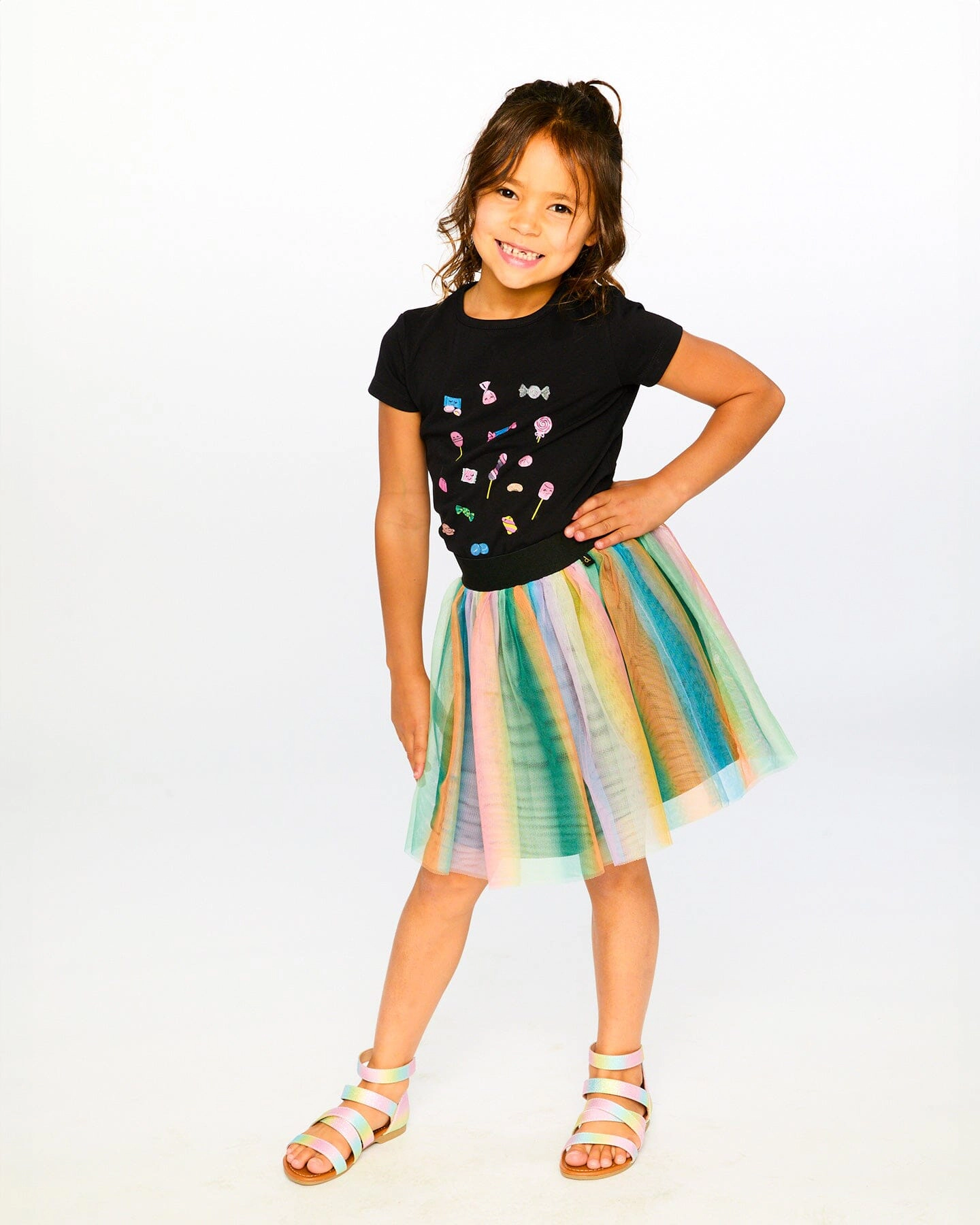 Deux par Girls Organic Cotton Candy Graphic Short Sleeve T-Shirt