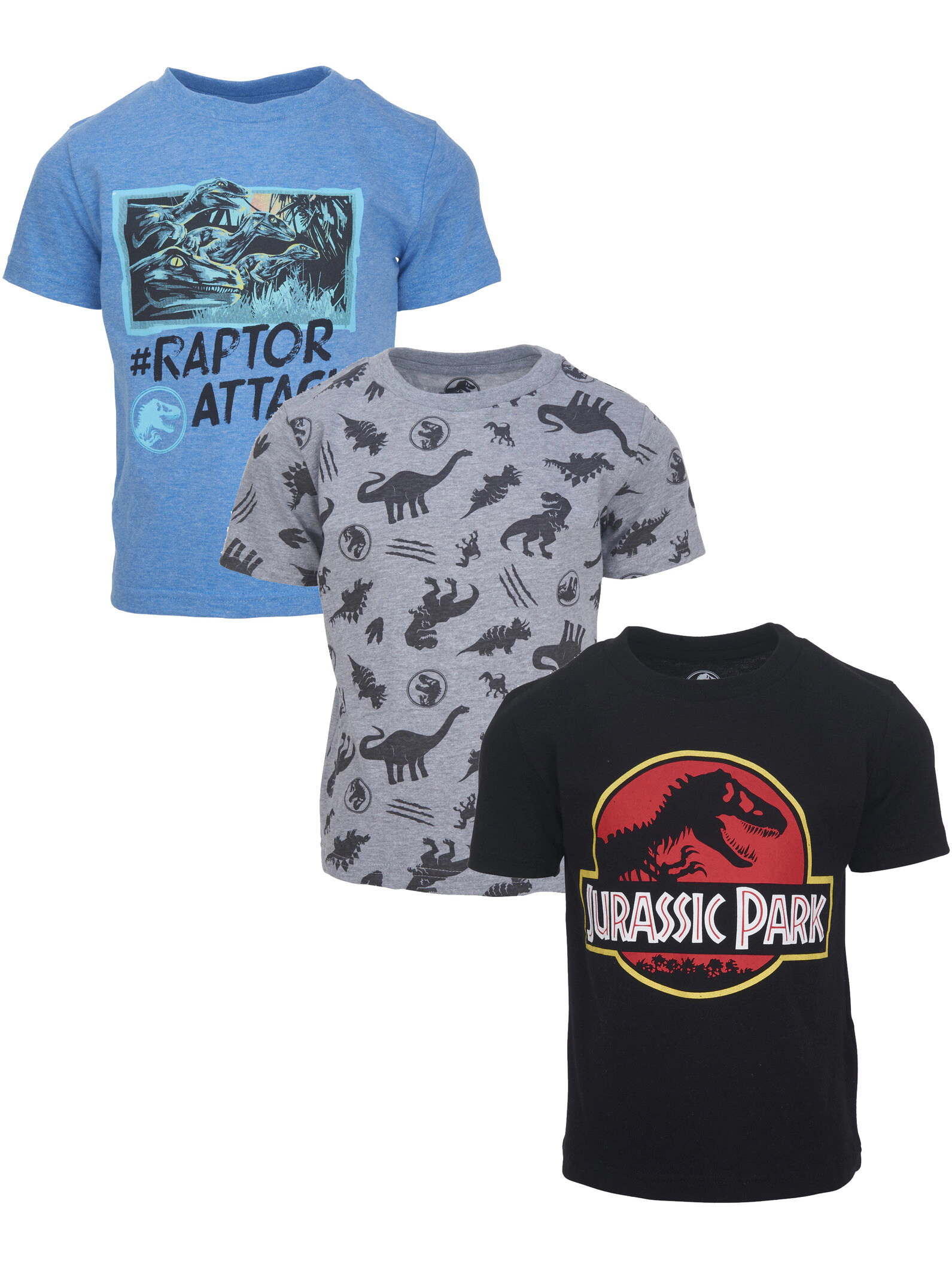 Jurassic World Park T-Rex Boys' 3-Pack Short Sleeve Tees
