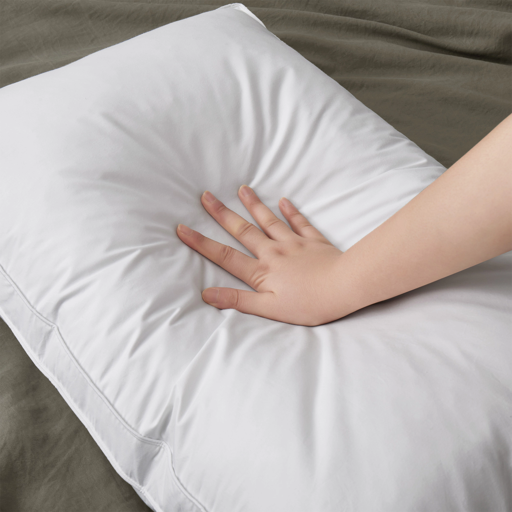 PEACENEST 100% Cotton Goose Down Feather Bed Pillows Set of 2