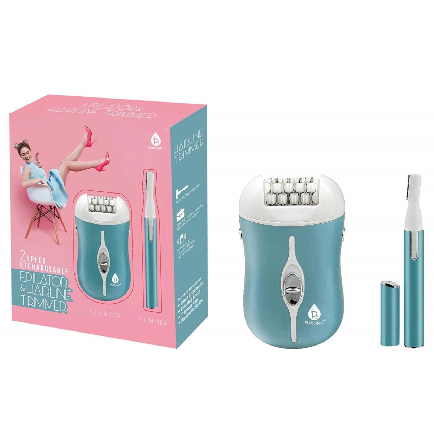 Pursonic Women's Rechargeable Epilator & Bikini Trimmer