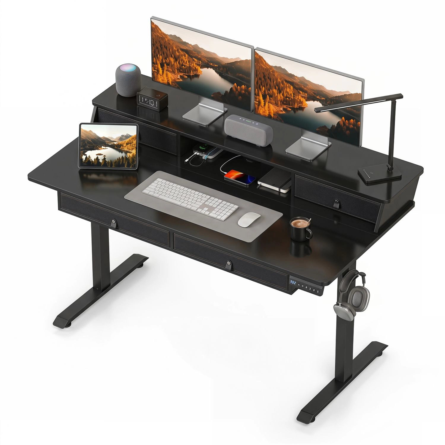 SlickBlue 55 Inch Height Adjustable Standing Desk with Drawers