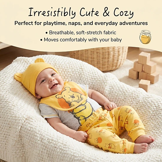 Disney Winnie the Pooh Baby 4-Piece Bodysuit and Pants Set