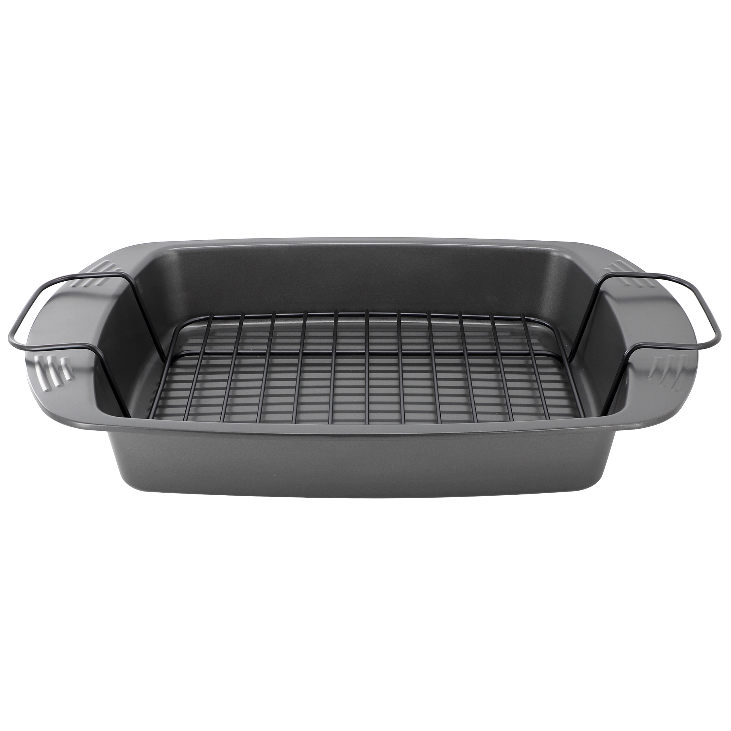 Gibson Home Towerhill 16.7 x 12.7 Inch Nonstick Steel Roaster Pan with Rack