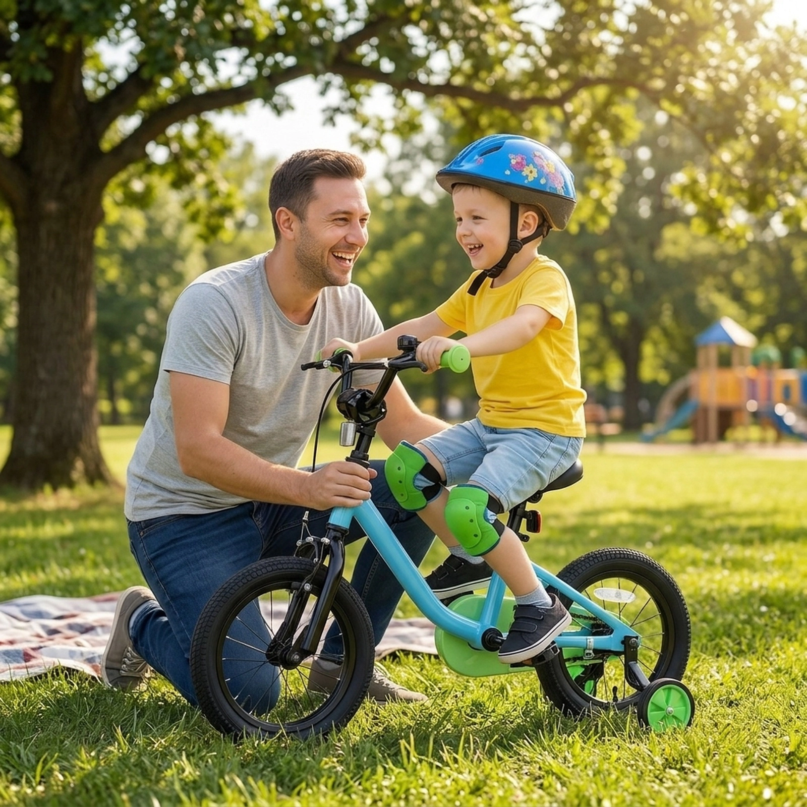 12-in Kids Bike Boys/Girls with Detachable Training Wheels Enclosed Chain Guard and Wheel Reflectors Ages 3-4 Blue