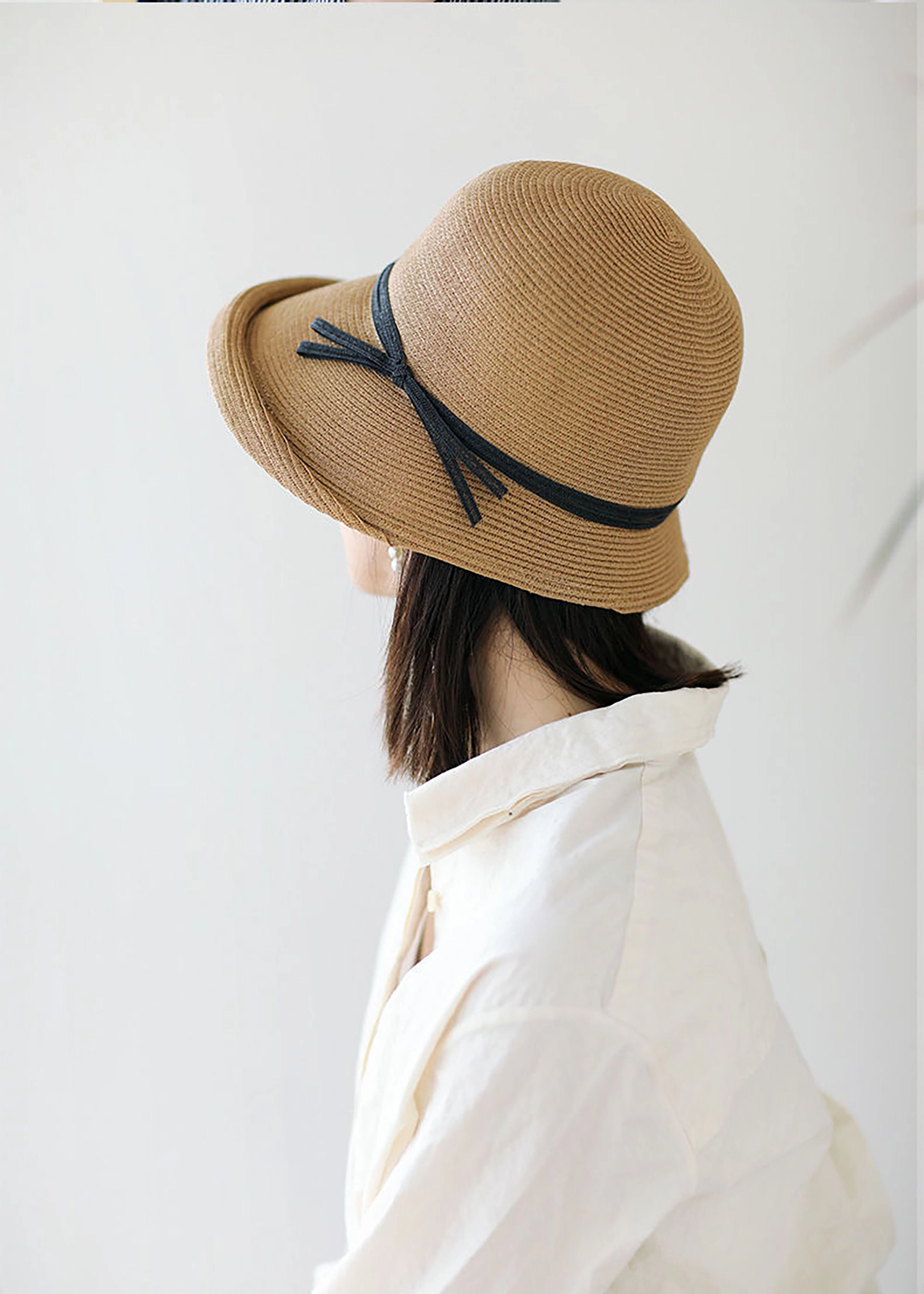 Anna-Kaci Women's Womens Packable Straw Cloche Hat with Ribbon Band