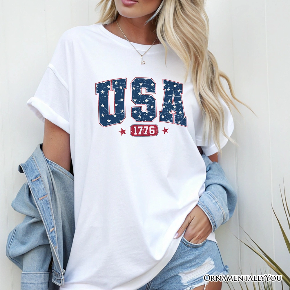 OrnamentallyYou Unisex USA 1776 Stars Independence Day T-Shirt