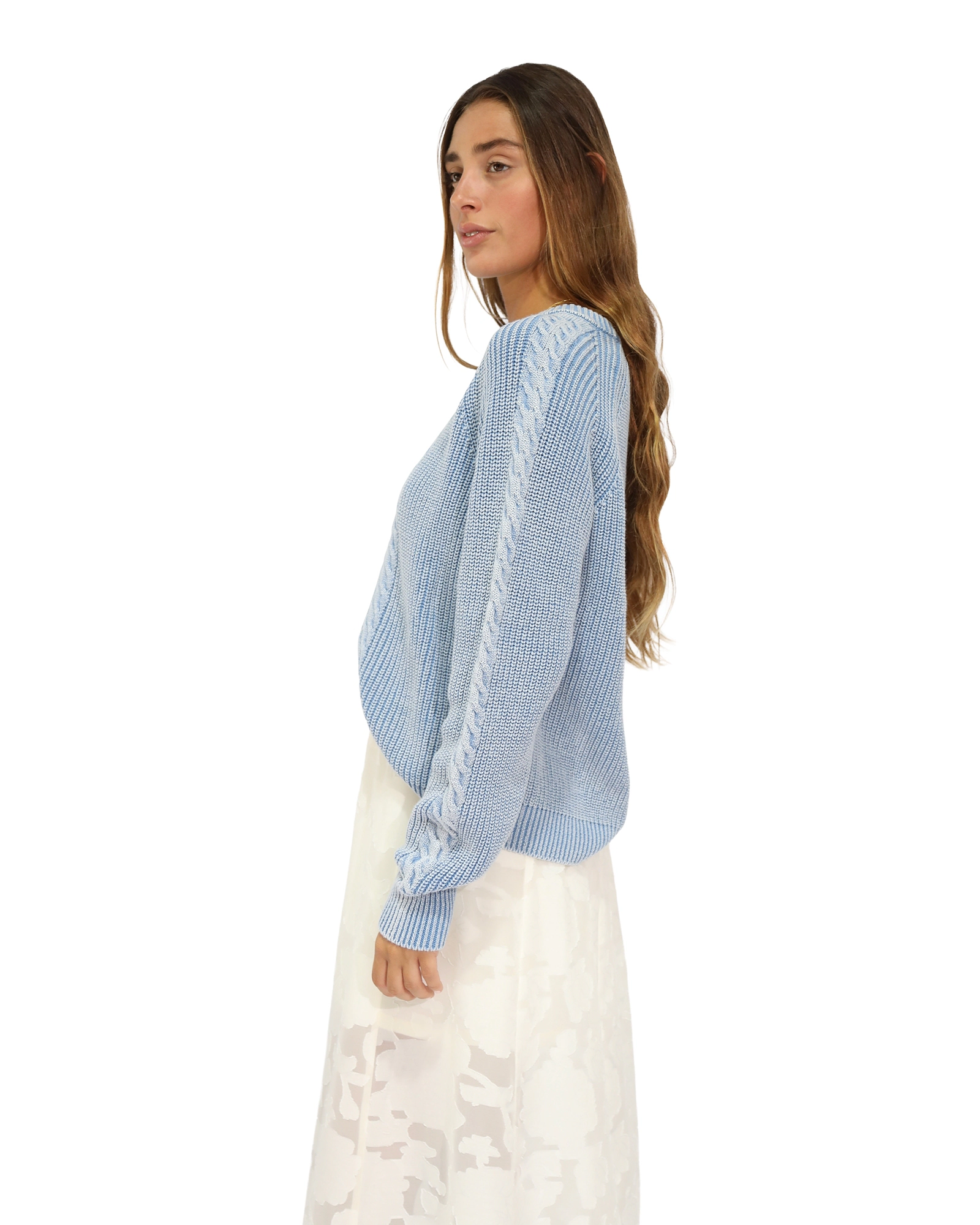 Belle & Bloom Hudson Street Cable Garment Dyed Sweater