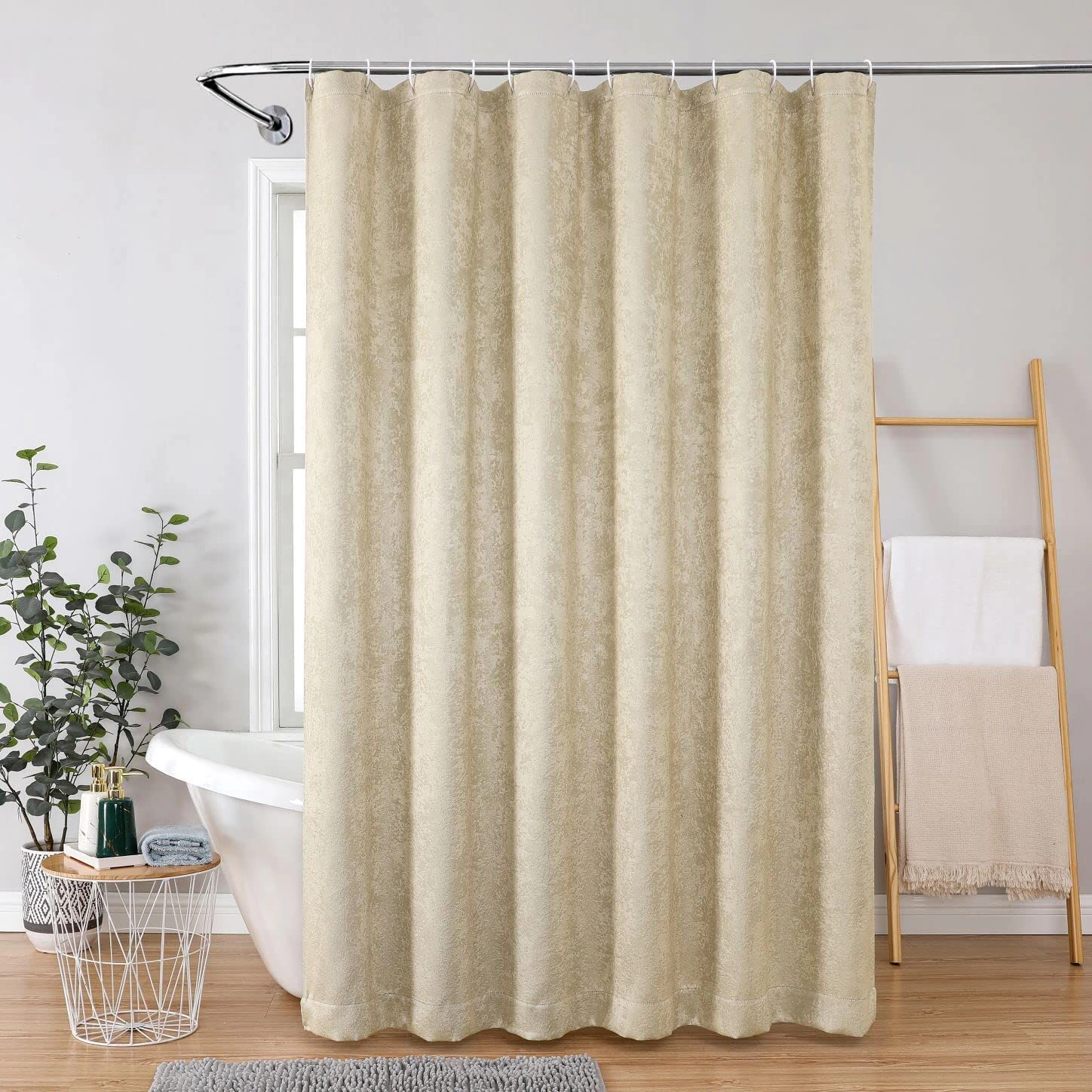 Kate Aurora Serena Elegant Jacquard Woven Fabric Shower Curtain - Standard