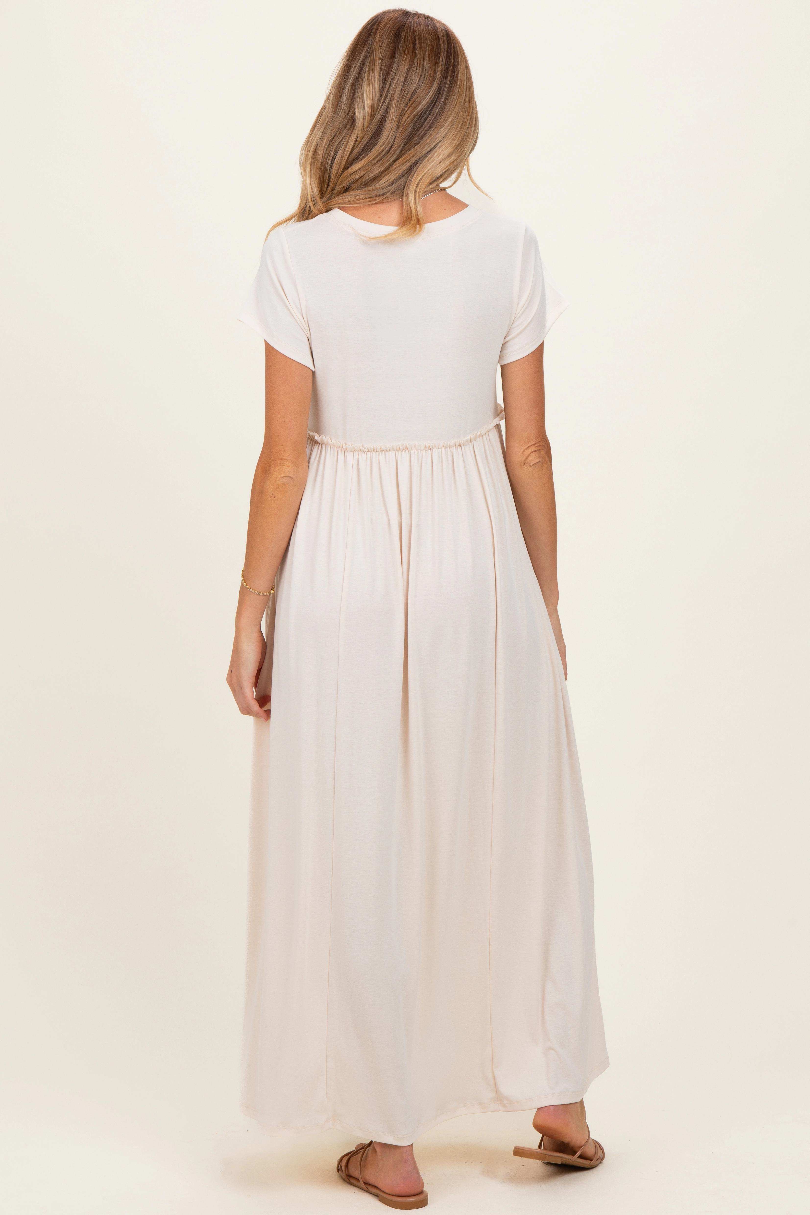PinkBlush Womens Navy Ruffle Trim Maternity Maxi Dress